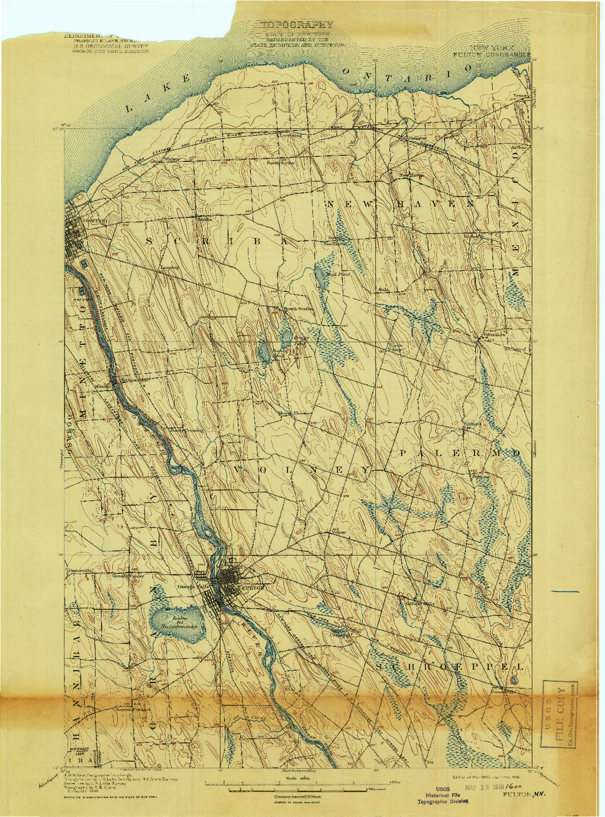 USGS 1:62500-SCALE QUADRANGLE FOR FULTON, NY 1900