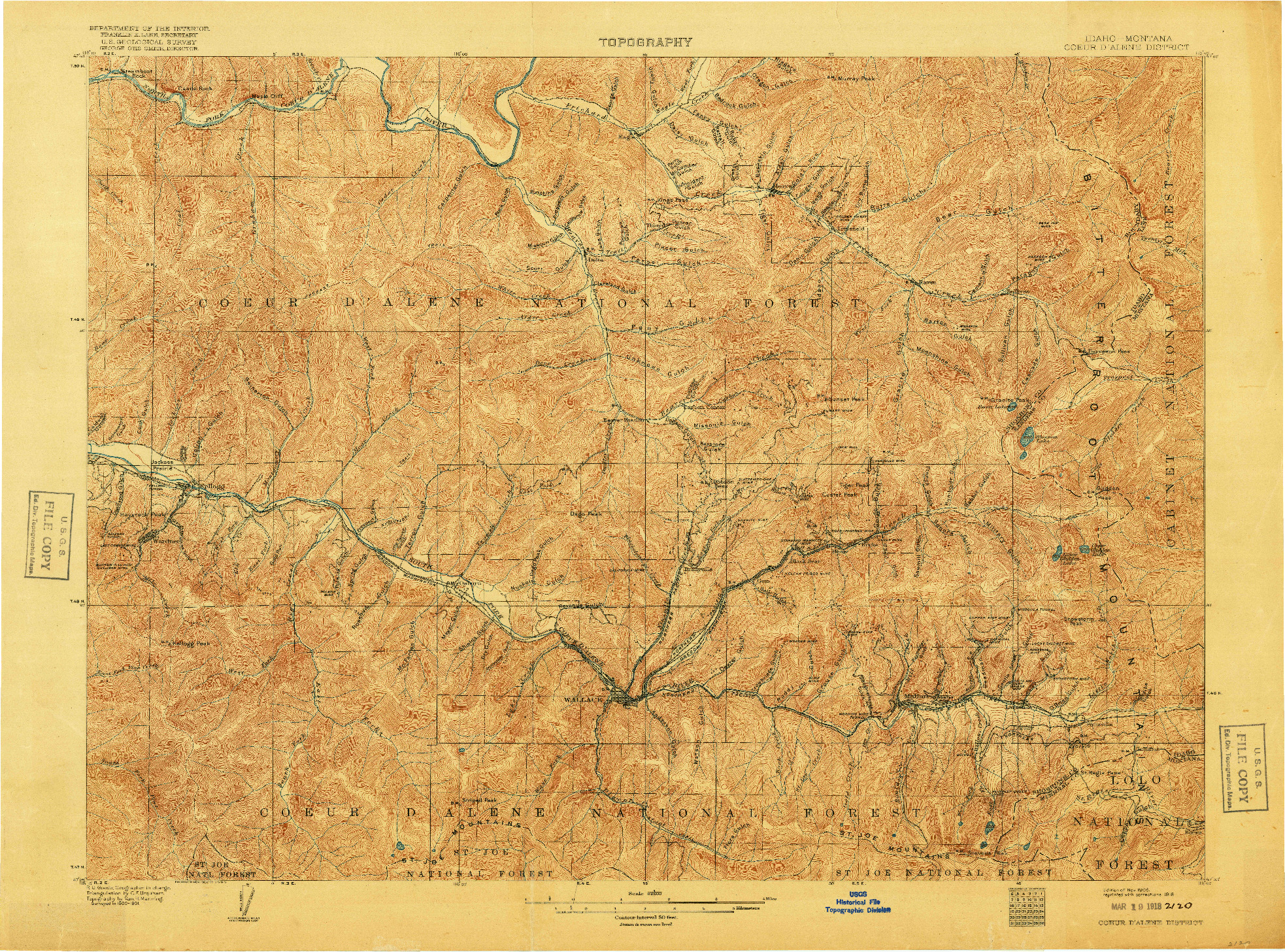 USGS 1:62500-SCALE QUADRANGLE FOR COEUR D'ALENE DISTRICT, ID 1906