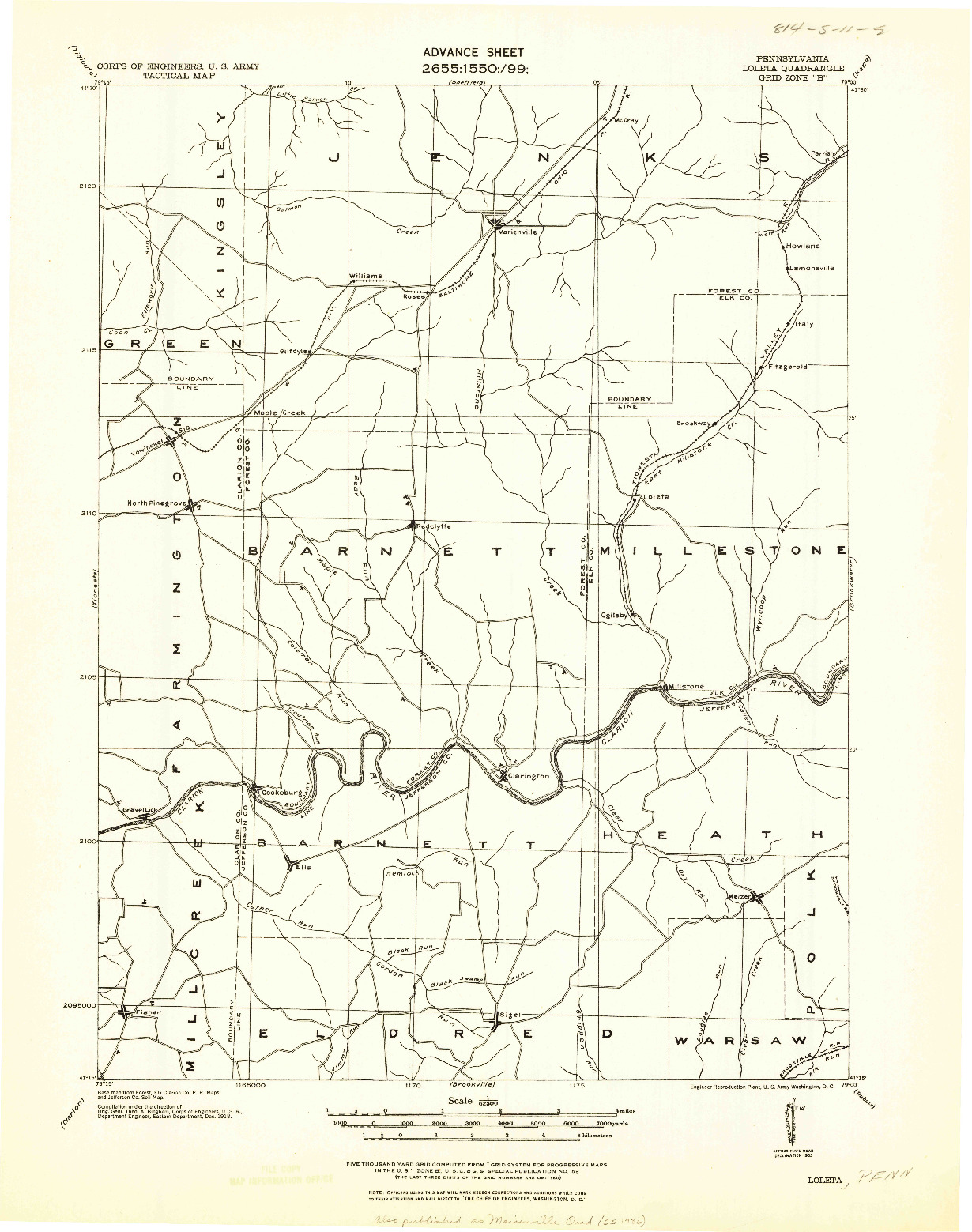 USGS 1:62500-SCALE QUADRANGLE FOR LOLETA, PA 1918