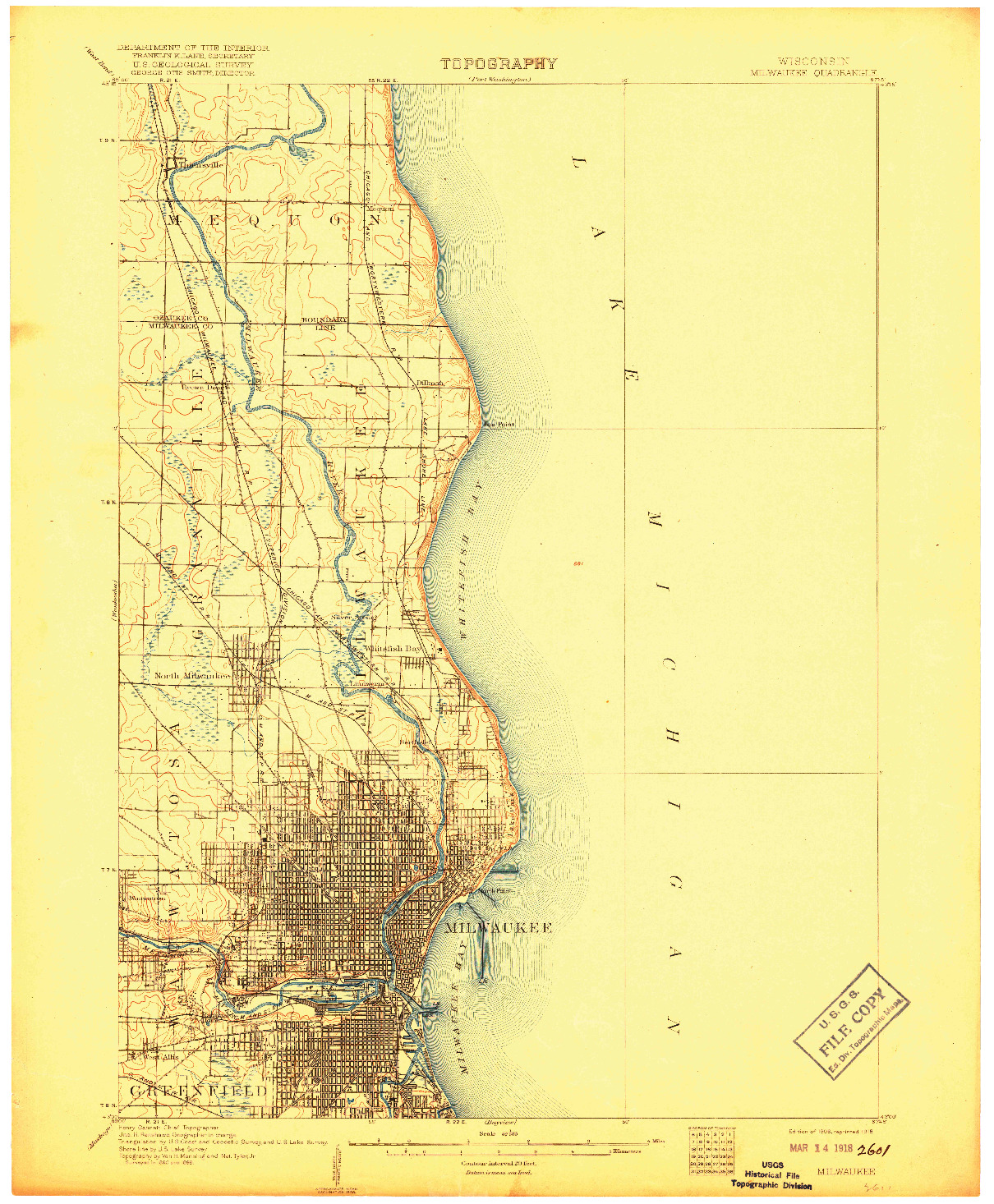 USGS 1:62500-SCALE QUADRANGLE FOR MILWAUKEE, WI 1906