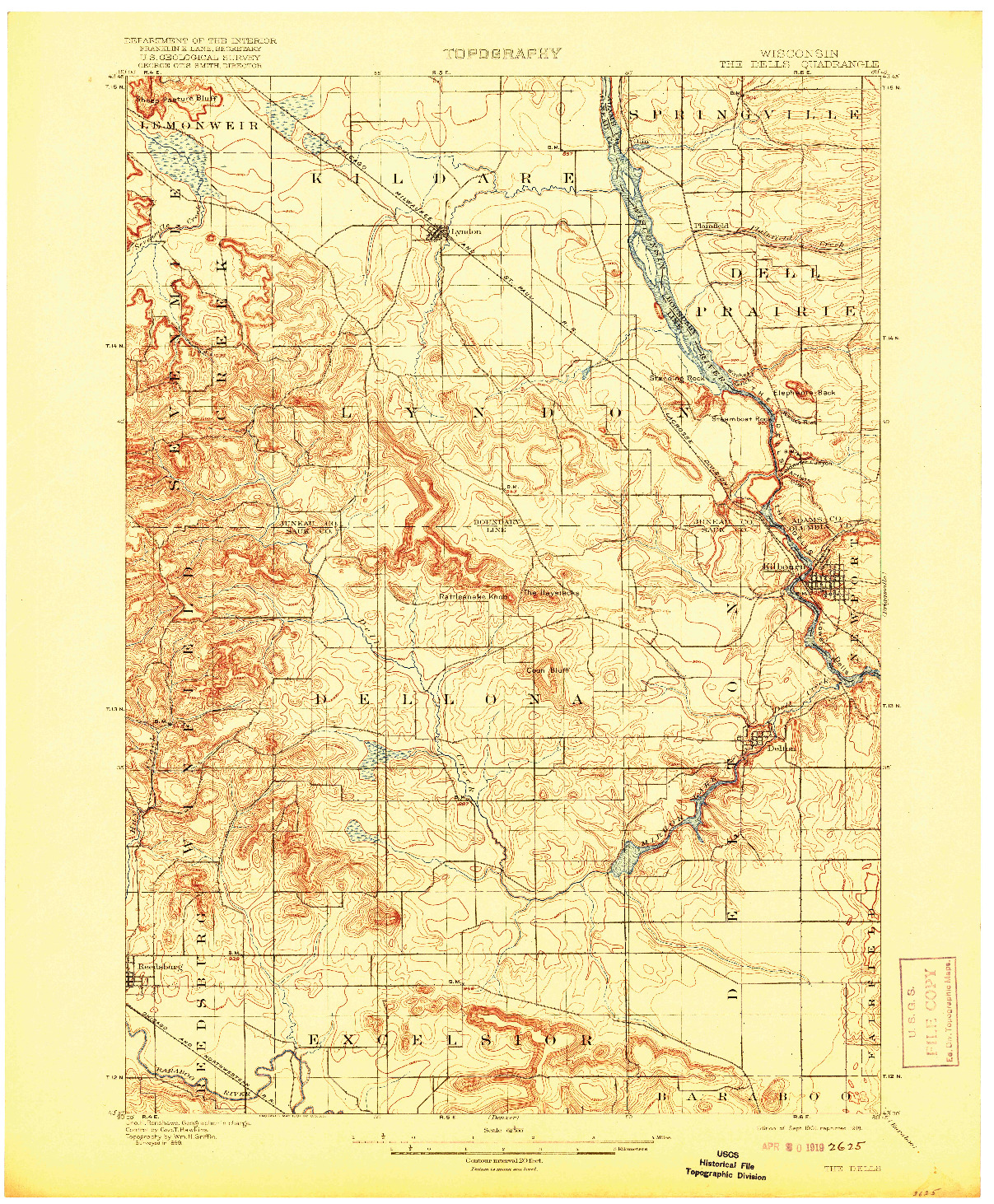 USGS 1:62500-SCALE QUADRANGLE FOR THE DELLS, WI 1901