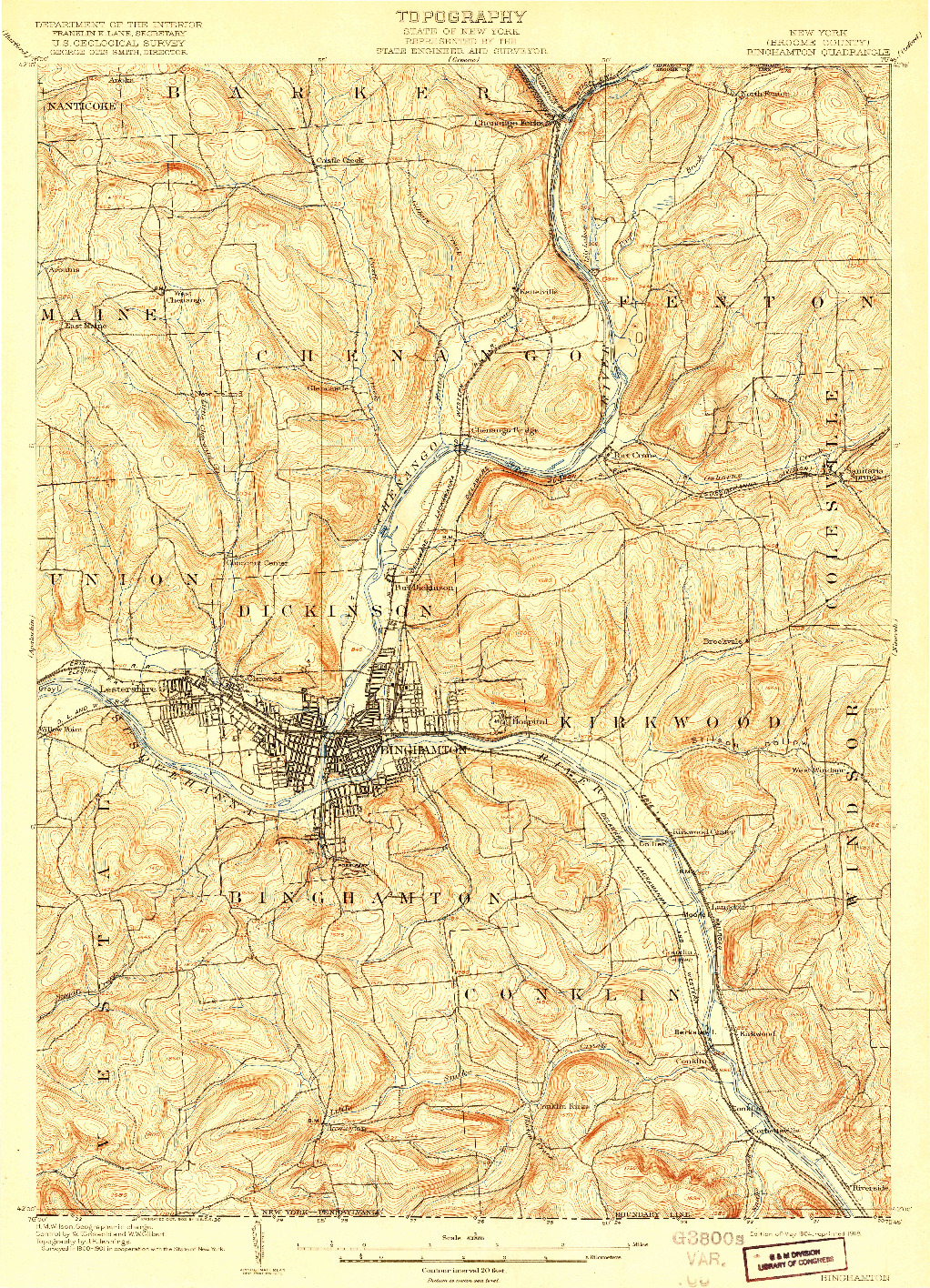 USGS 1:62500-SCALE QUADRANGLE FOR BINGHAMTON, NY 1904