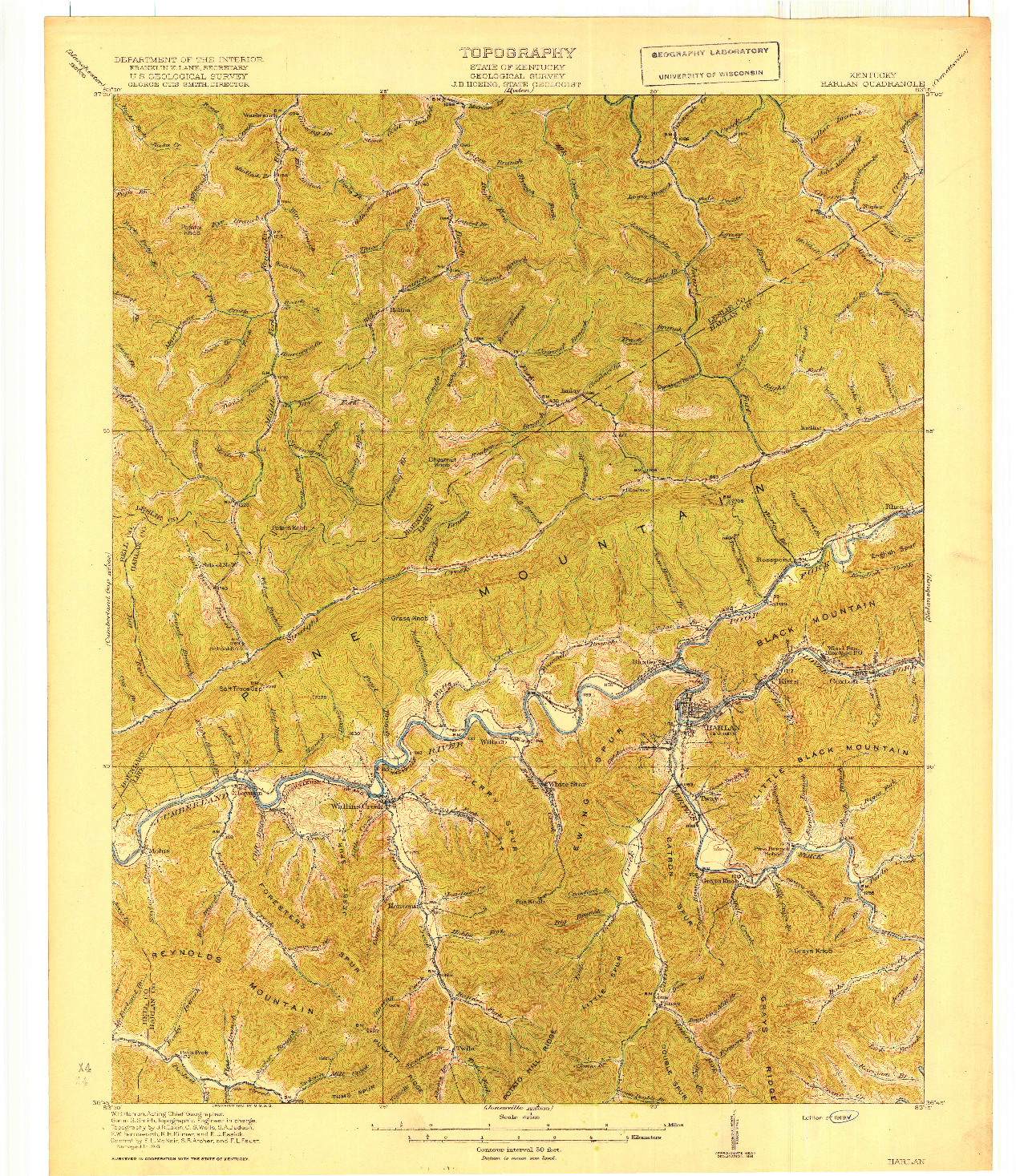 USGS 1:62500-SCALE QUADRANGLE FOR HARLAN, KY 1919