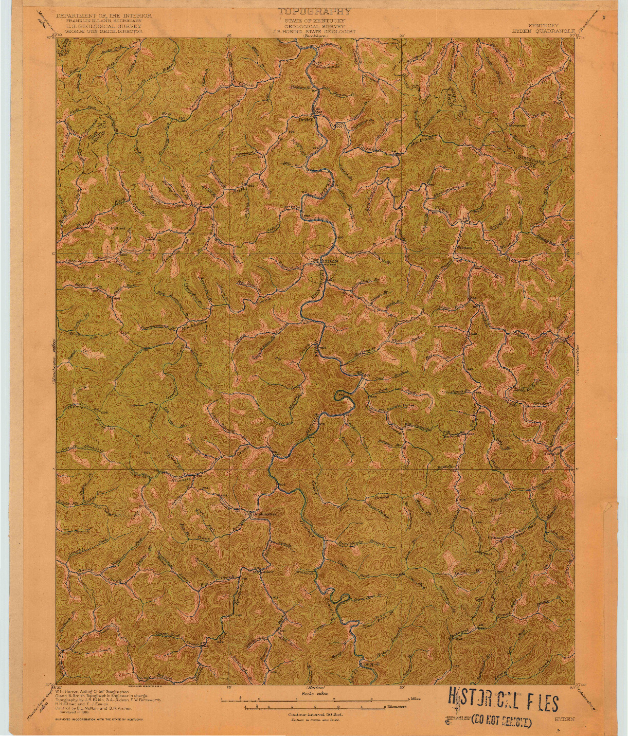 USGS 1:62500-SCALE QUADRANGLE FOR HYDEN, KY 1919