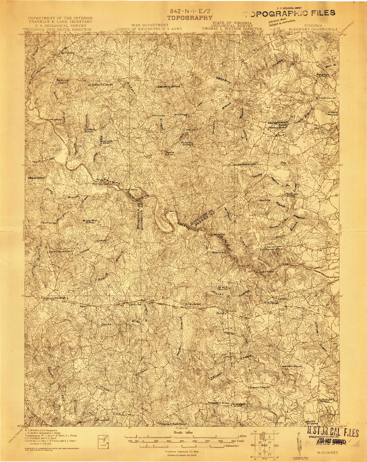 USGS 1:48000-SCALE QUADRANGLE FOR MC KENNEY, VA 1919