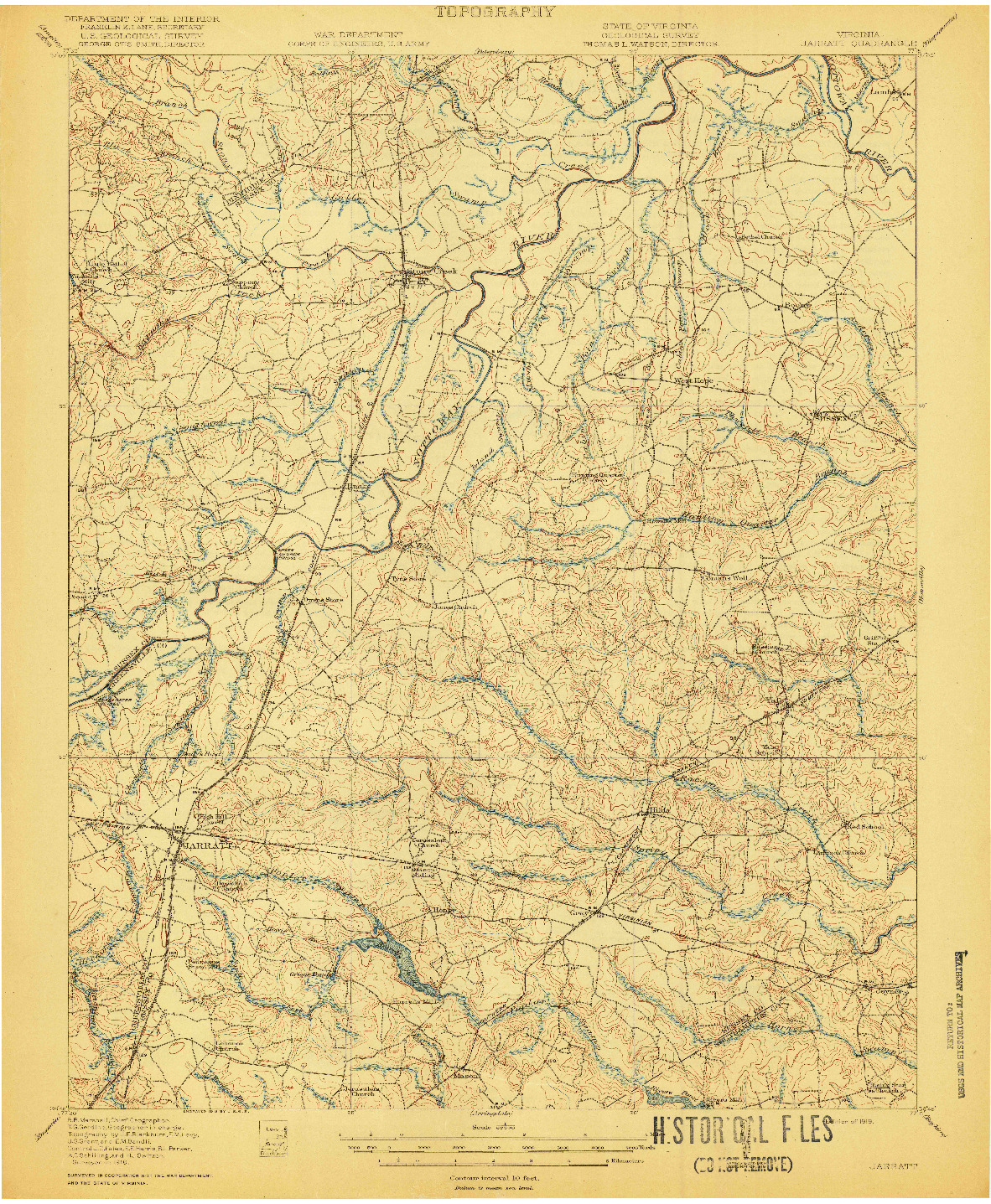 USGS 1:62500-SCALE QUADRANGLE FOR JARRATT, VA 1919