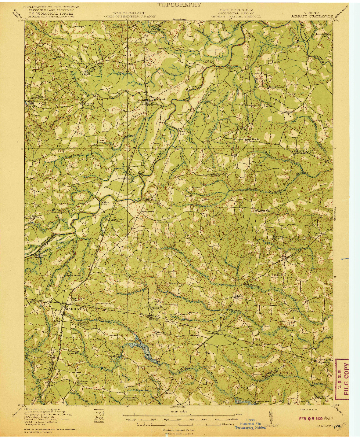 USGS 1:62500-SCALE QUADRANGLE FOR JARRATT, VA 1919