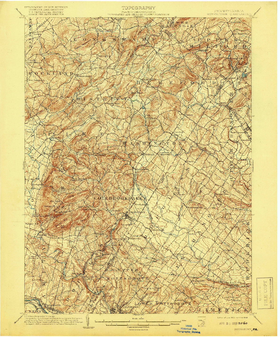 USGS 1:62500-SCALE QUADRANGLE FOR BOYERTOWN, PA 1902