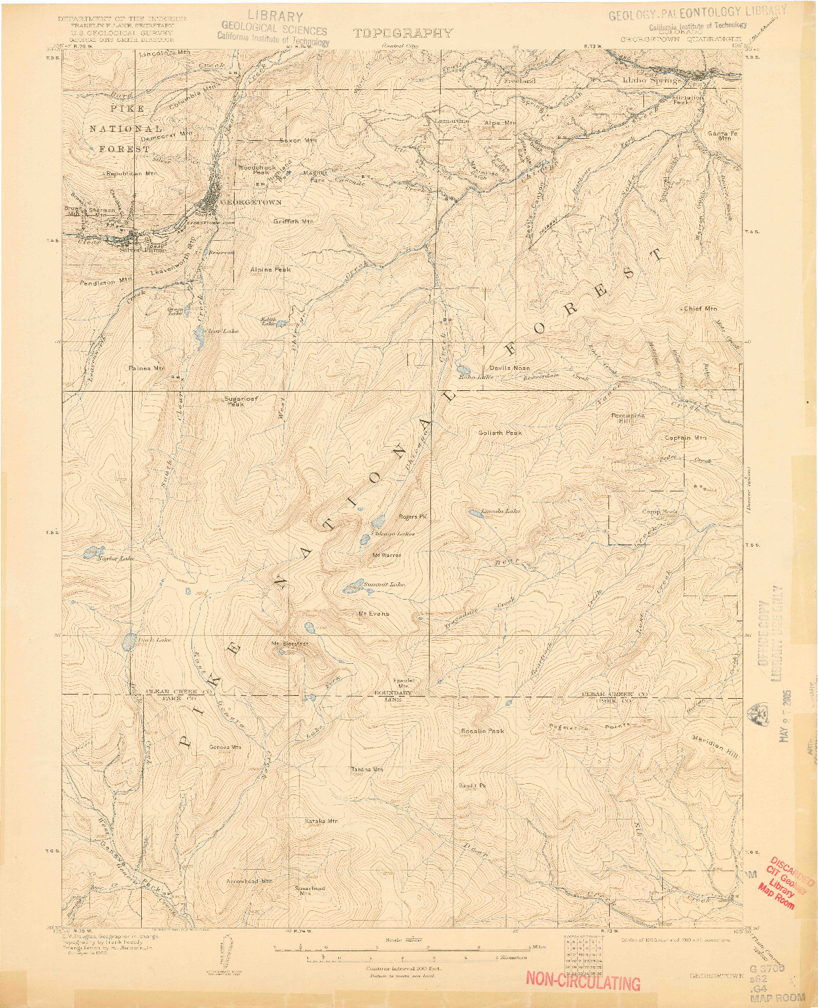 USGS 1:62500-SCALE QUADRANGLE FOR GEORGETOWN, CO 1905