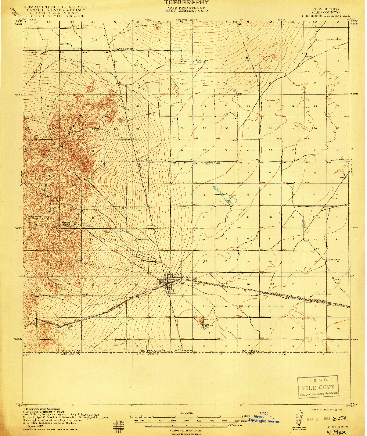 USGS 1:62500-SCALE QUADRANGLE FOR COLUMBUS, NM 1918