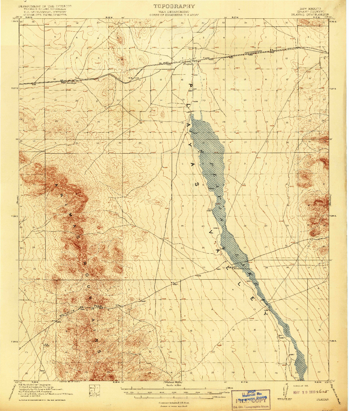 USGS 1:62500-SCALE QUADRANGLE FOR PLAYAS, NM 1919