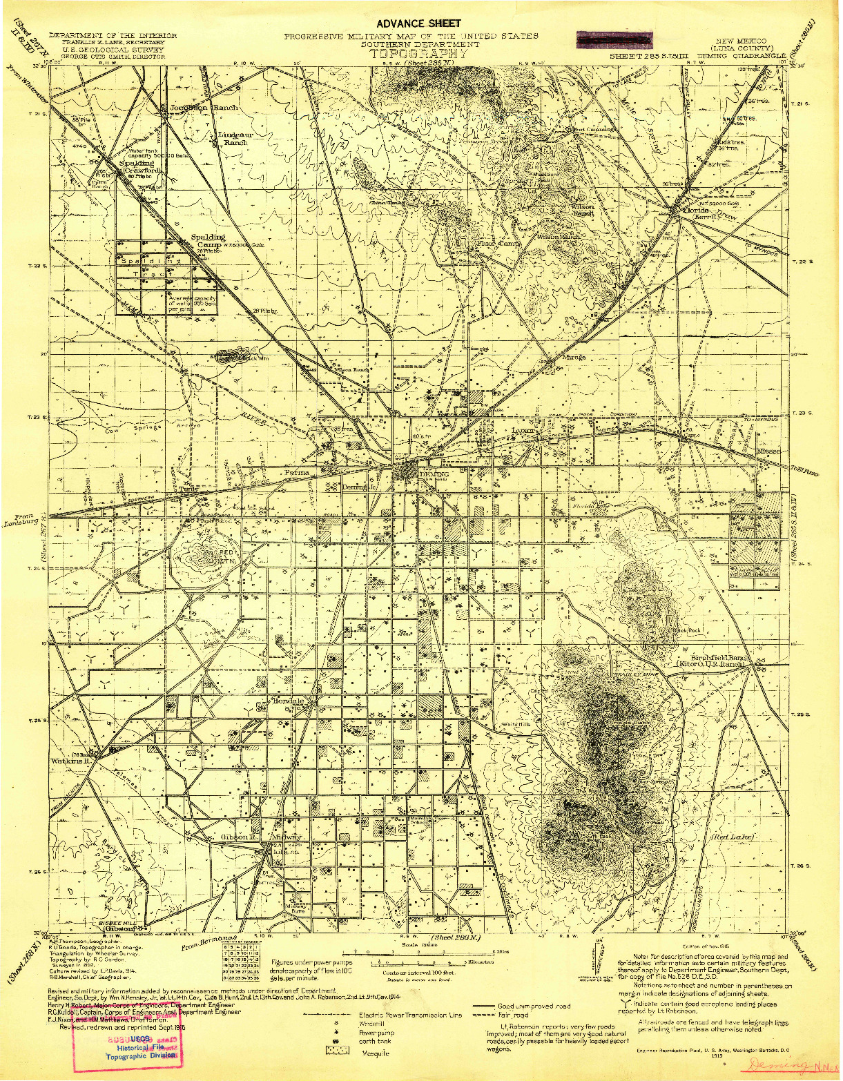 USGS 1:125000-SCALE QUADRANGLE FOR DEMING, NM 1915