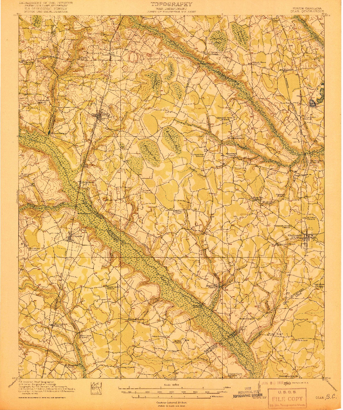 USGS 1:62500-SCALE QUADRANGLE FOR OLAR, SC 1919