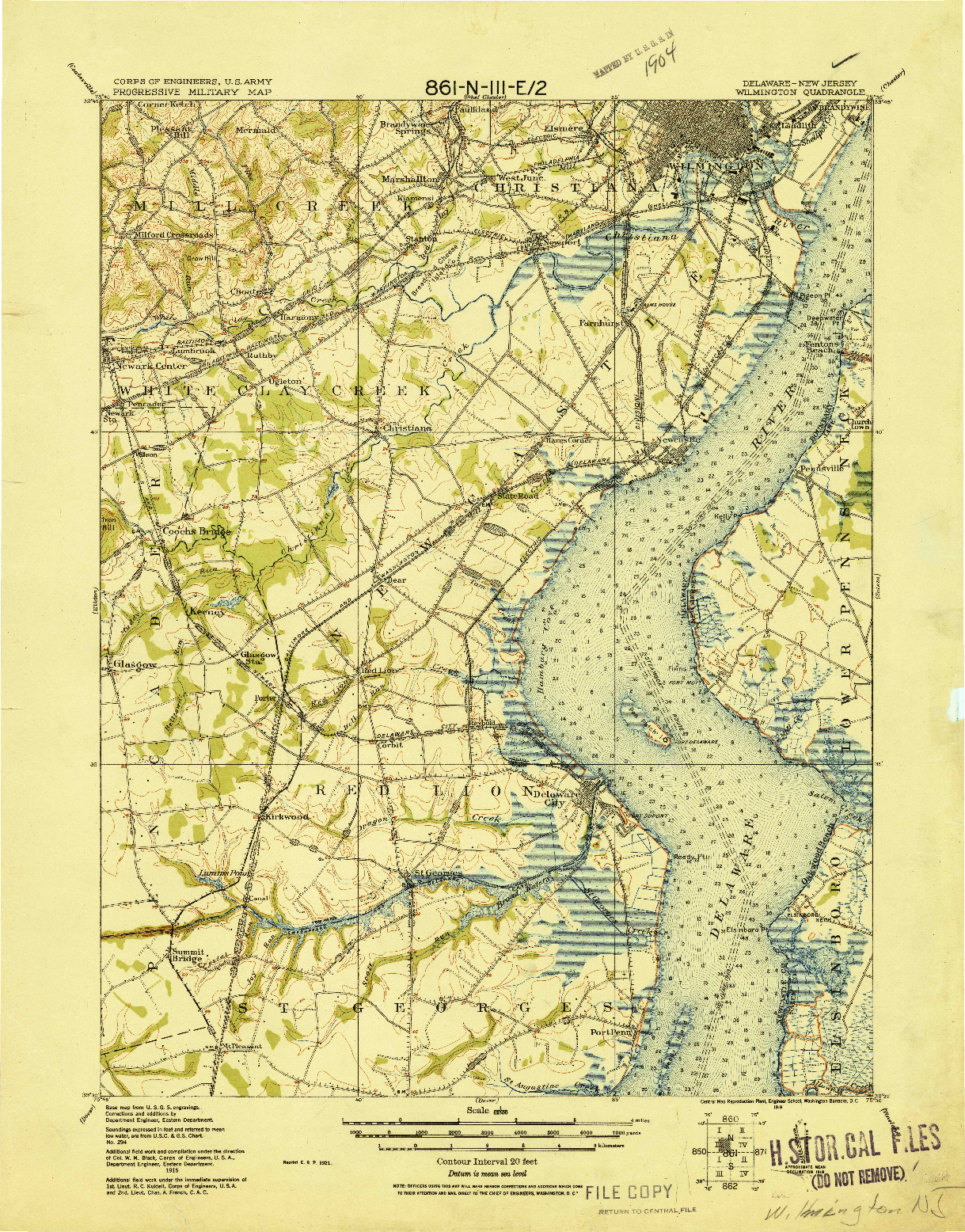 USGS 1:62500-SCALE QUADRANGLE FOR WILMINGTON, DE 1919