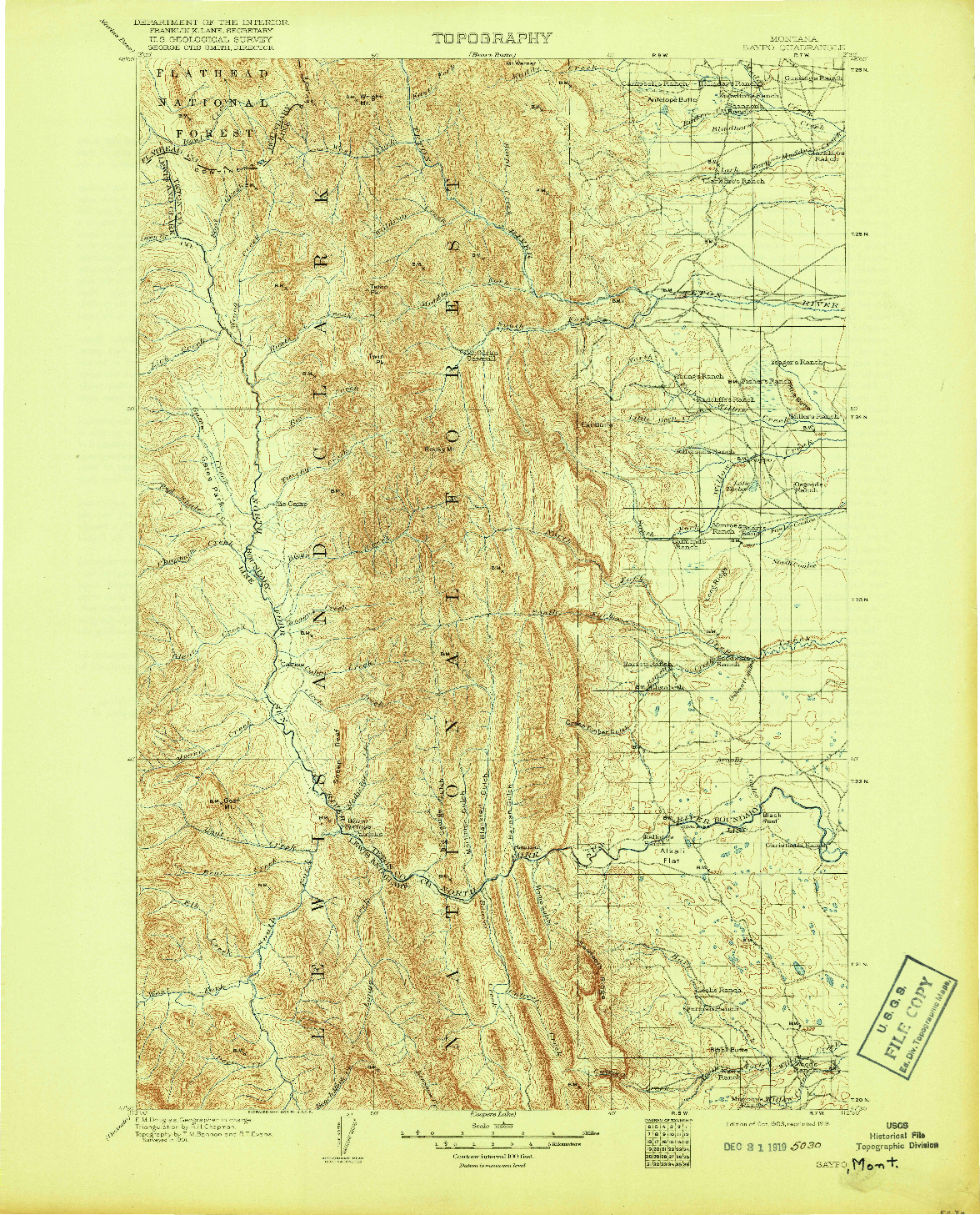 USGS 1:125000-SCALE QUADRANGLE FOR SAYPO, MT 1903