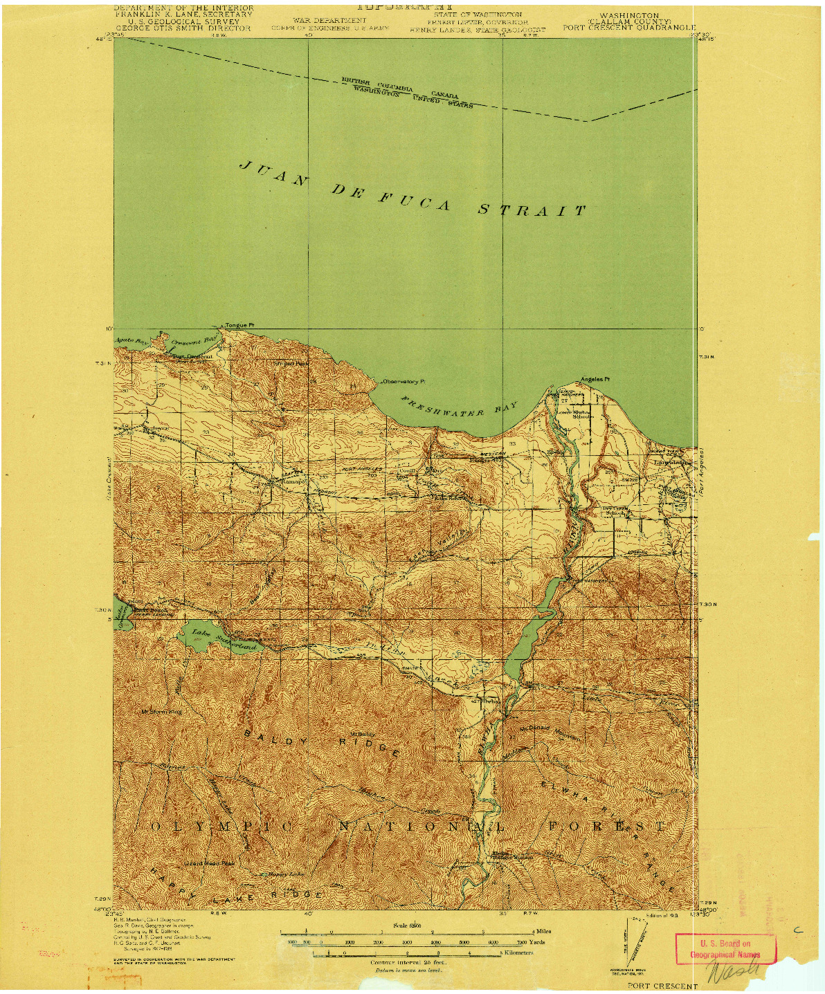 USGS 1:62500-SCALE QUADRANGLE FOR PORT CRESCENT, WA 1919