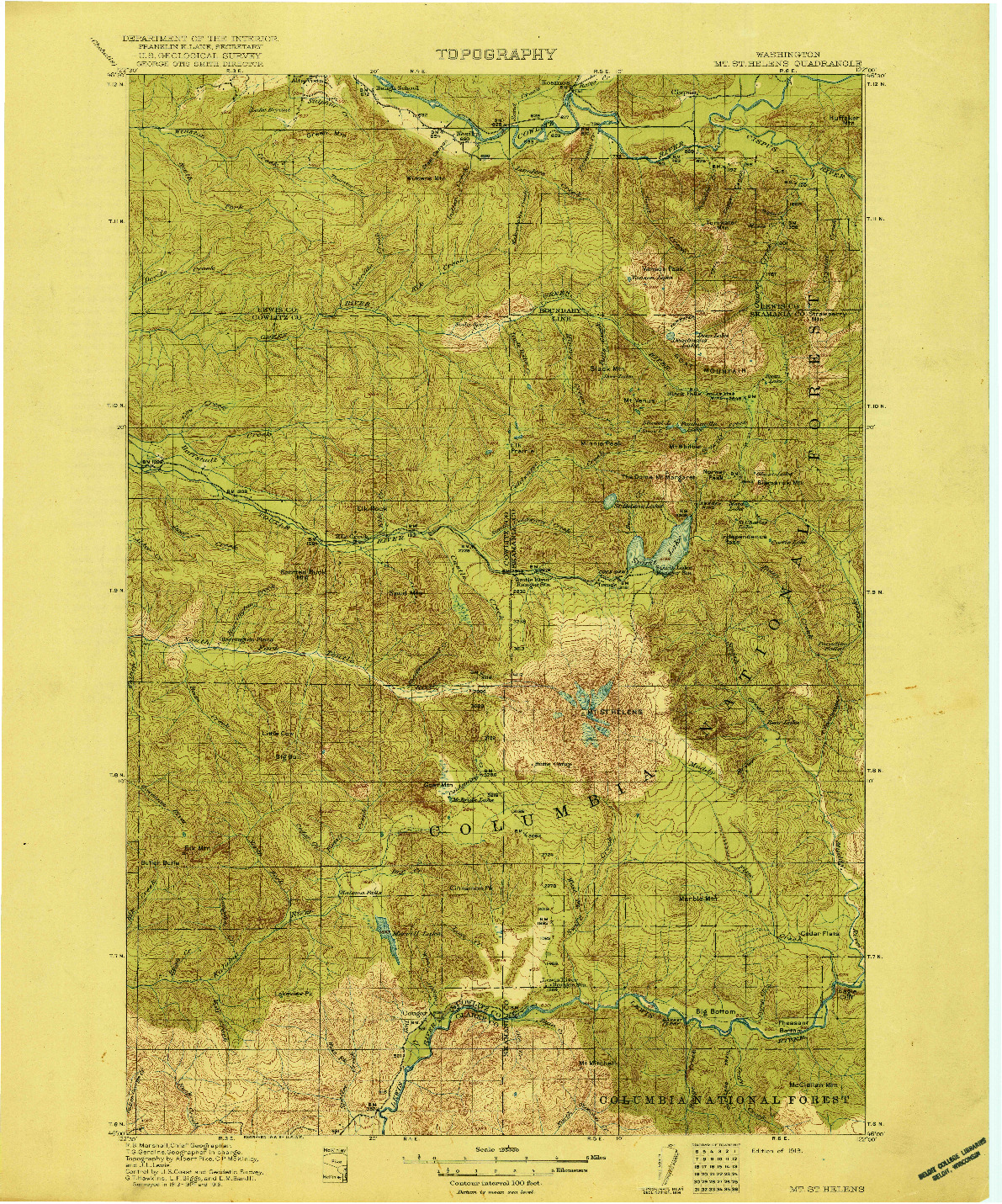 USGS 1:125000-SCALE QUADRANGLE FOR MOUNT ST HELENS, WA 1919