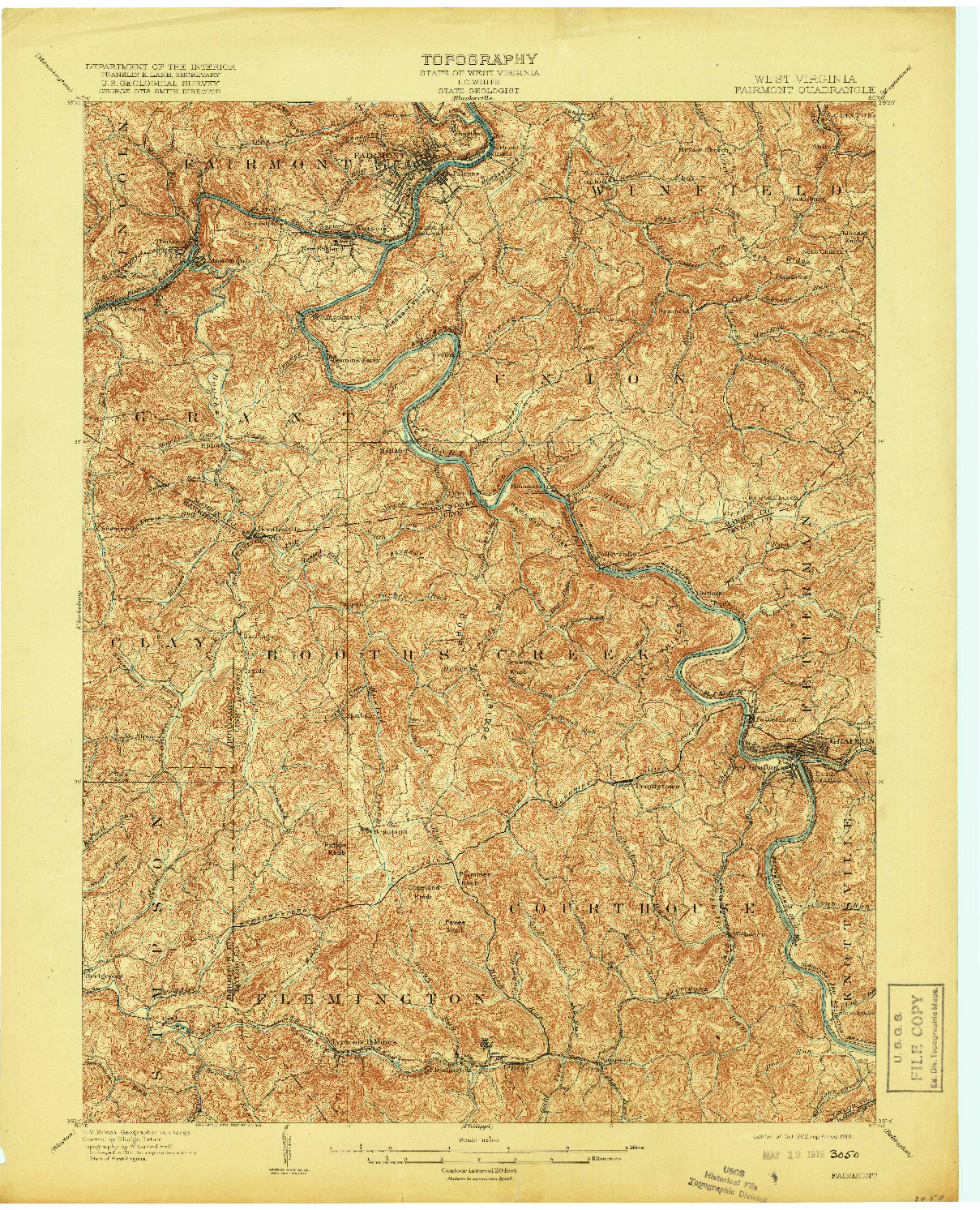 USGS 1:62500-SCALE QUADRANGLE FOR FAIRMONT, WV 1902