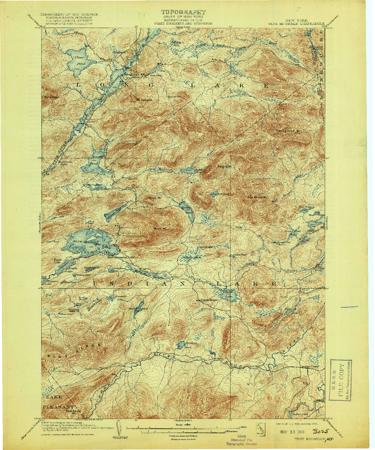 USGS 1:62500-SCALE QUADRANGLE FOR BLUE MOUNTAIN, NY 1903