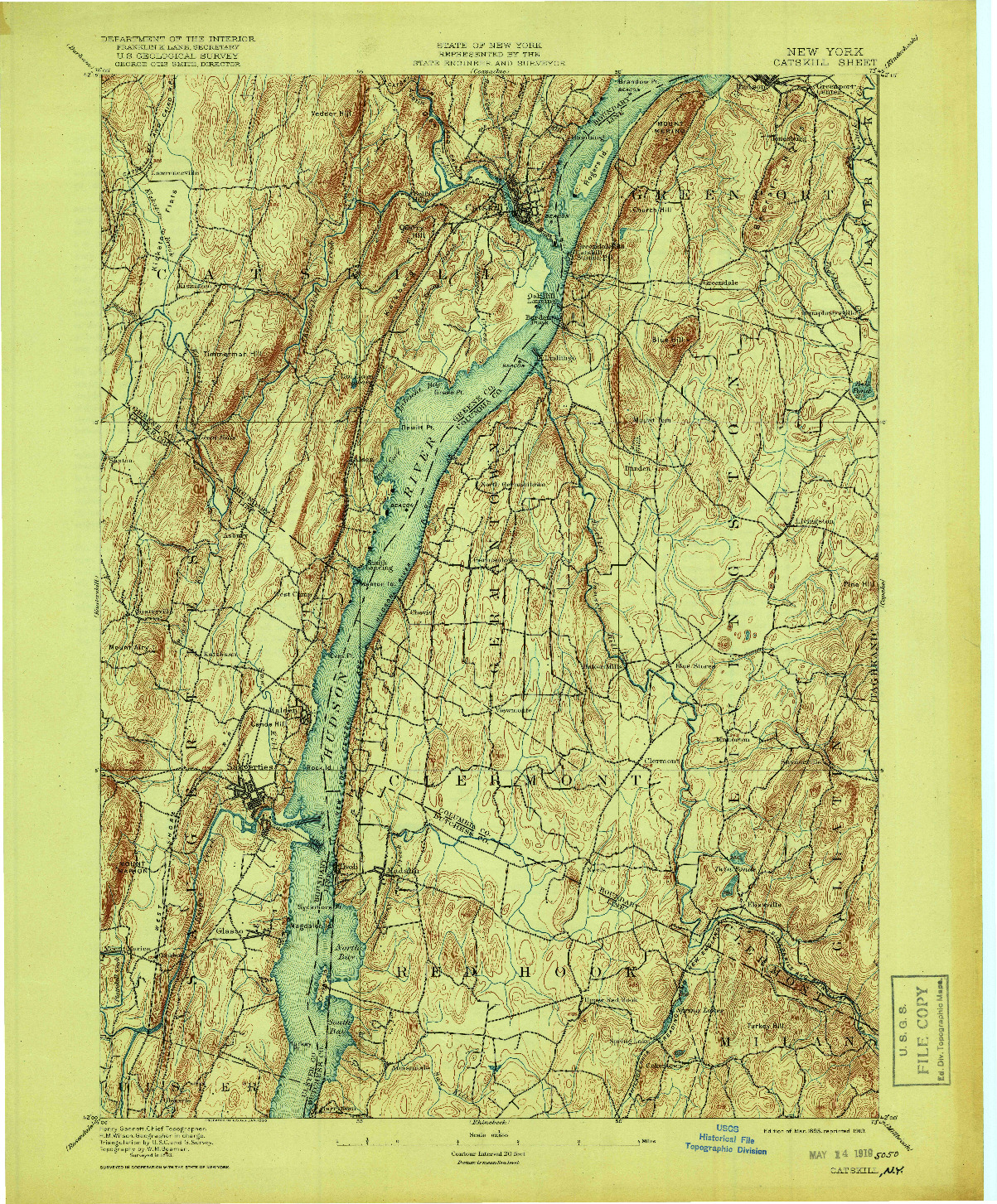 USGS 1:62500-SCALE QUADRANGLE FOR CATSKILL, NY 1895