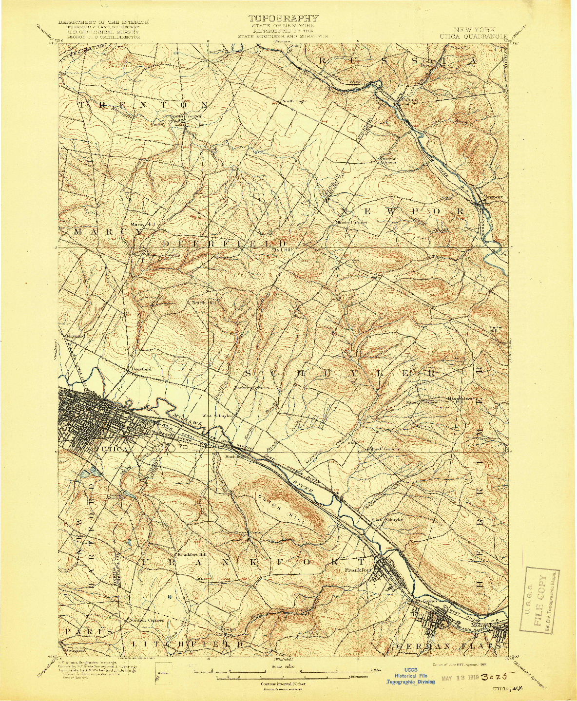 USGS 1:62500-SCALE QUADRANGLE FOR UTICA, NY 1900