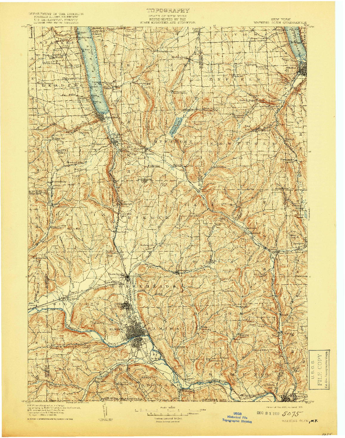 USGS 1:125000-SCALE QUADRANGLE FOR WATKINS GLEN, NY 1905