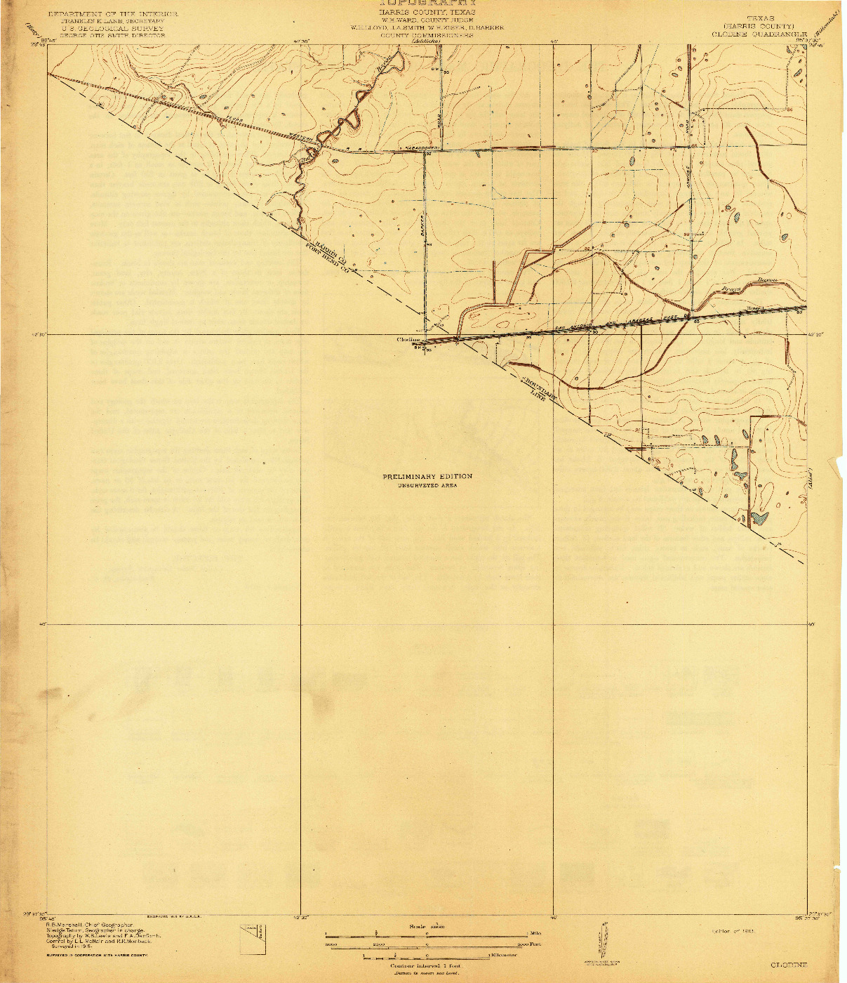 USGS 1:31680-SCALE QUADRANGLE FOR CLODINE, TX 1919