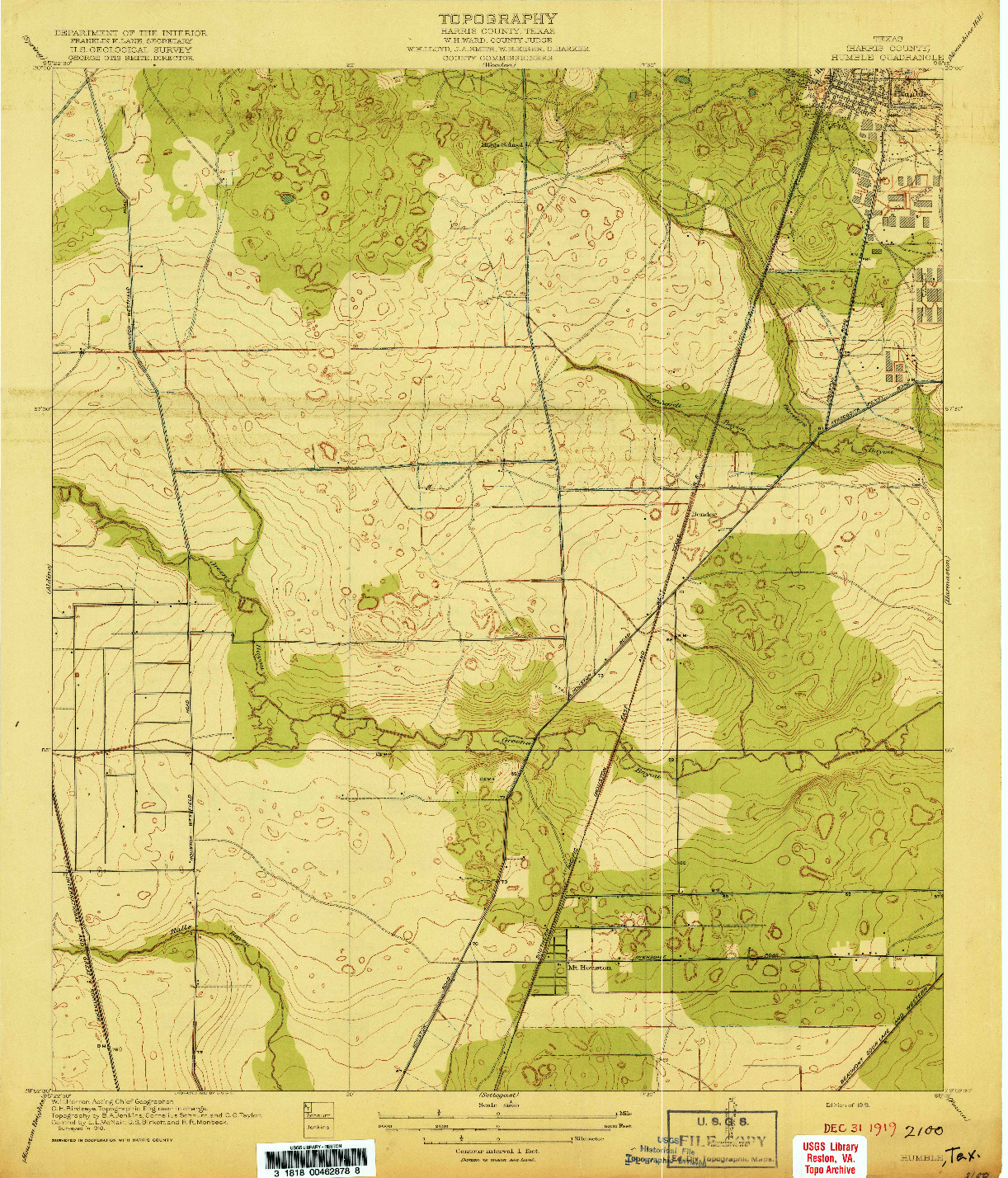 USGS 1:31680-SCALE QUADRANGLE FOR HUMBLE, TX 1919