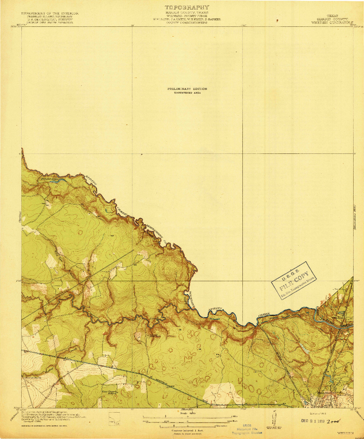 USGS 1:31680-SCALE QUADRANGLE FOR WEEDEN, TX 1919
