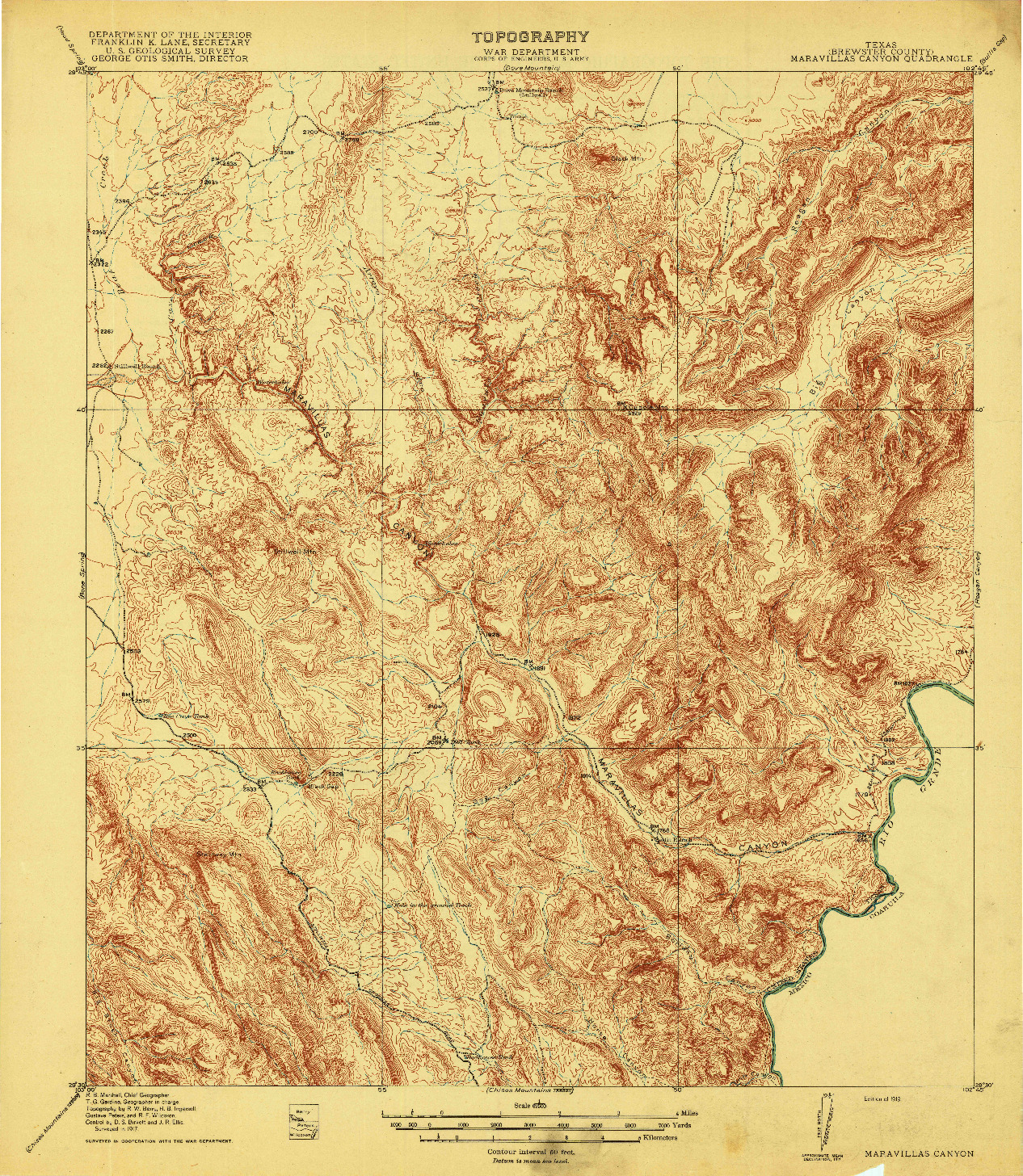 USGS 1:62500-SCALE QUADRANGLE FOR MARAVILLAS CANYON, TX 1919