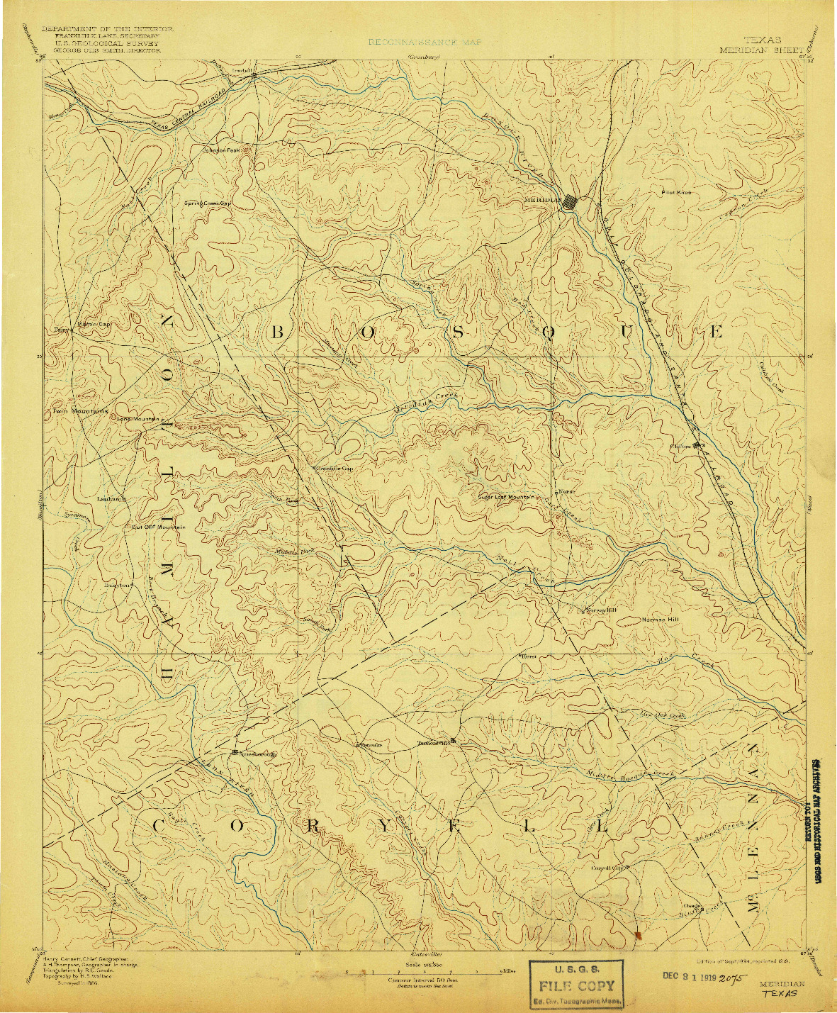 USGS 1:125000-SCALE QUADRANGLE FOR MERIDIAN, TX 1894
