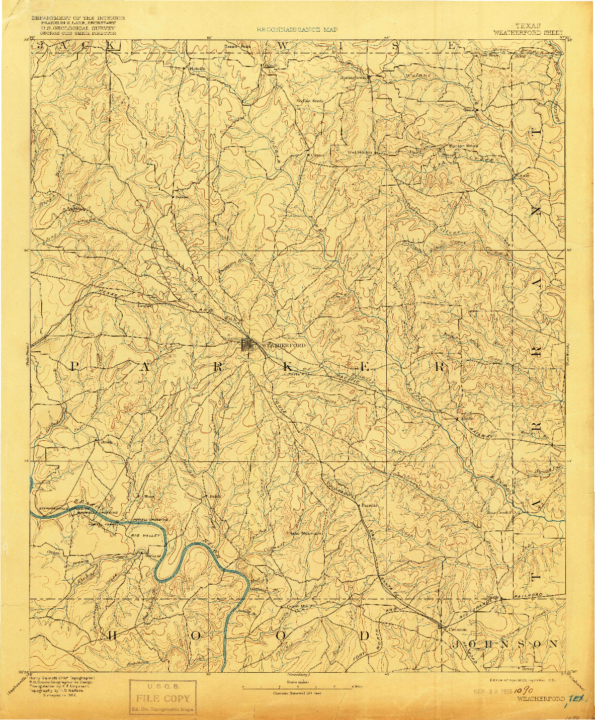 USGS 1:125000-SCALE QUADRANGLE FOR WEATHERFORD, TX 1893