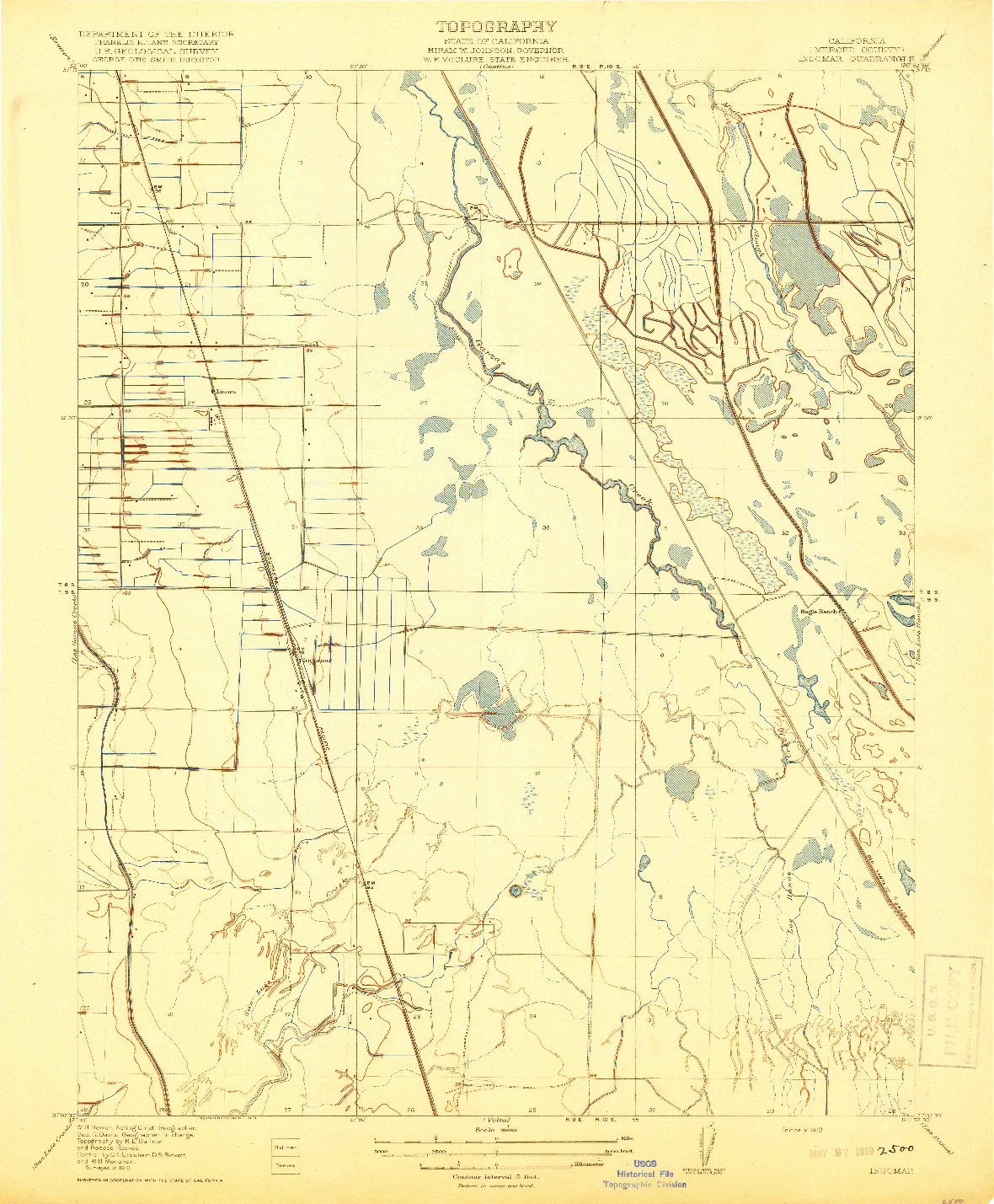 USGS 1:31680-SCALE QUADRANGLE FOR INGOMAR, CA 1919