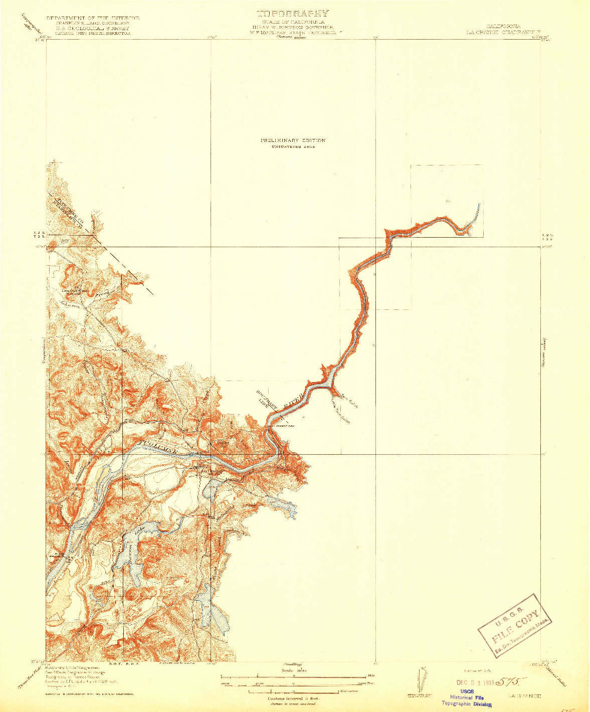 USGS 1:31680-SCALE QUADRANGLE FOR LA GRANGE, CA 1919
