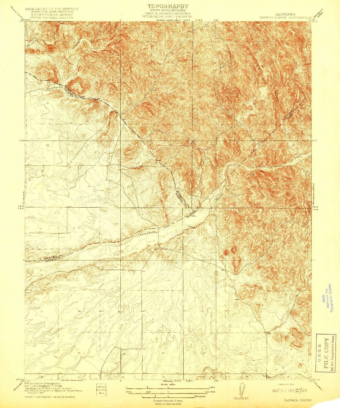 USGS 1:31680-SCALE QUADRANGLE FOR RAYNOR CREEK, CA 1919