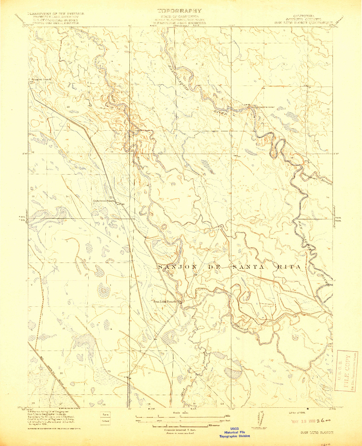 USGS 1:31680-SCALE QUADRANGLE FOR SAN LUIS RANCH, CA 1919