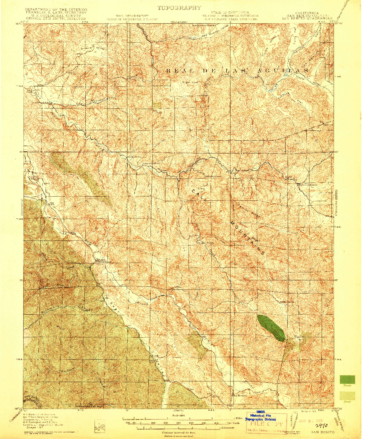 USGS 1:62500-SCALE QUADRANGLE FOR SAN BENITO, CA 1919