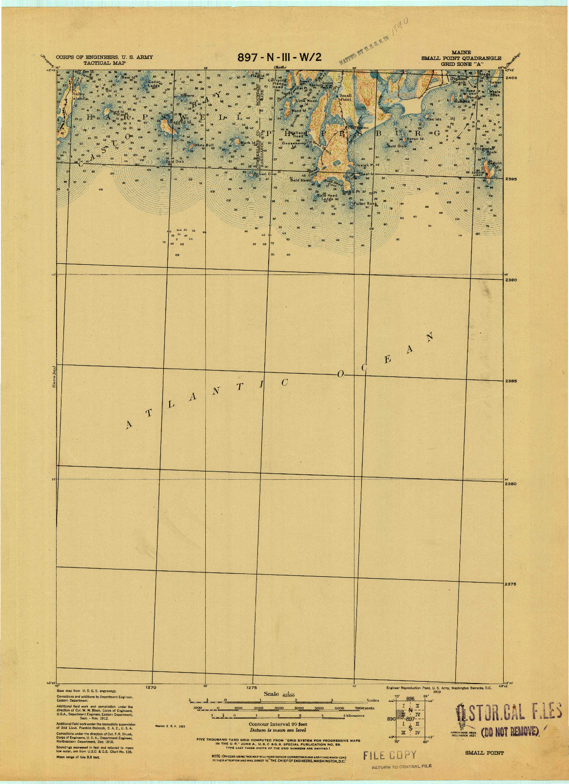 USGS 1:62500-SCALE QUADRANGLE FOR SMALL POINT, ME 1919