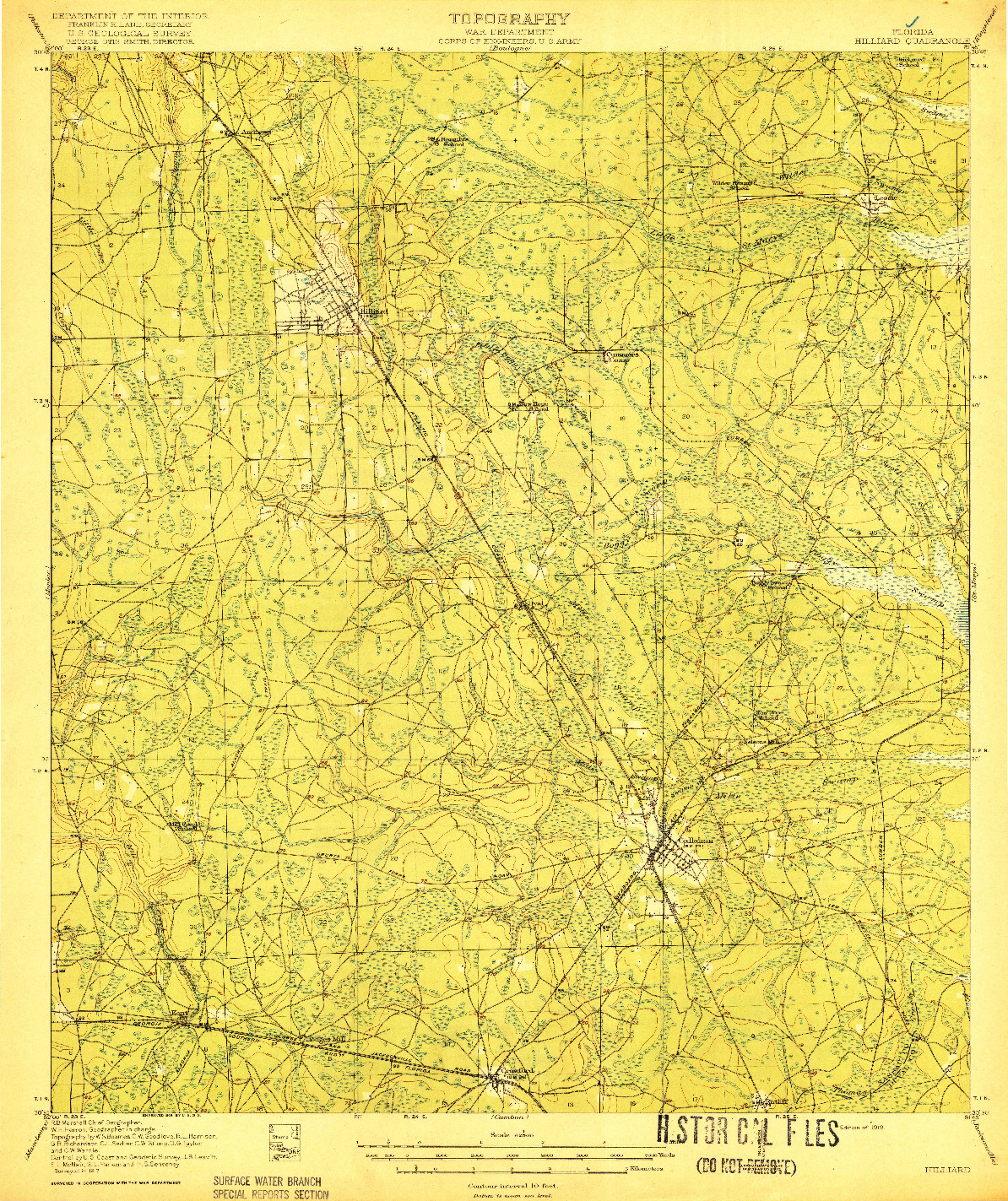 USGS 1:62500-SCALE QUADRANGLE FOR HILLIARD, FL 1919