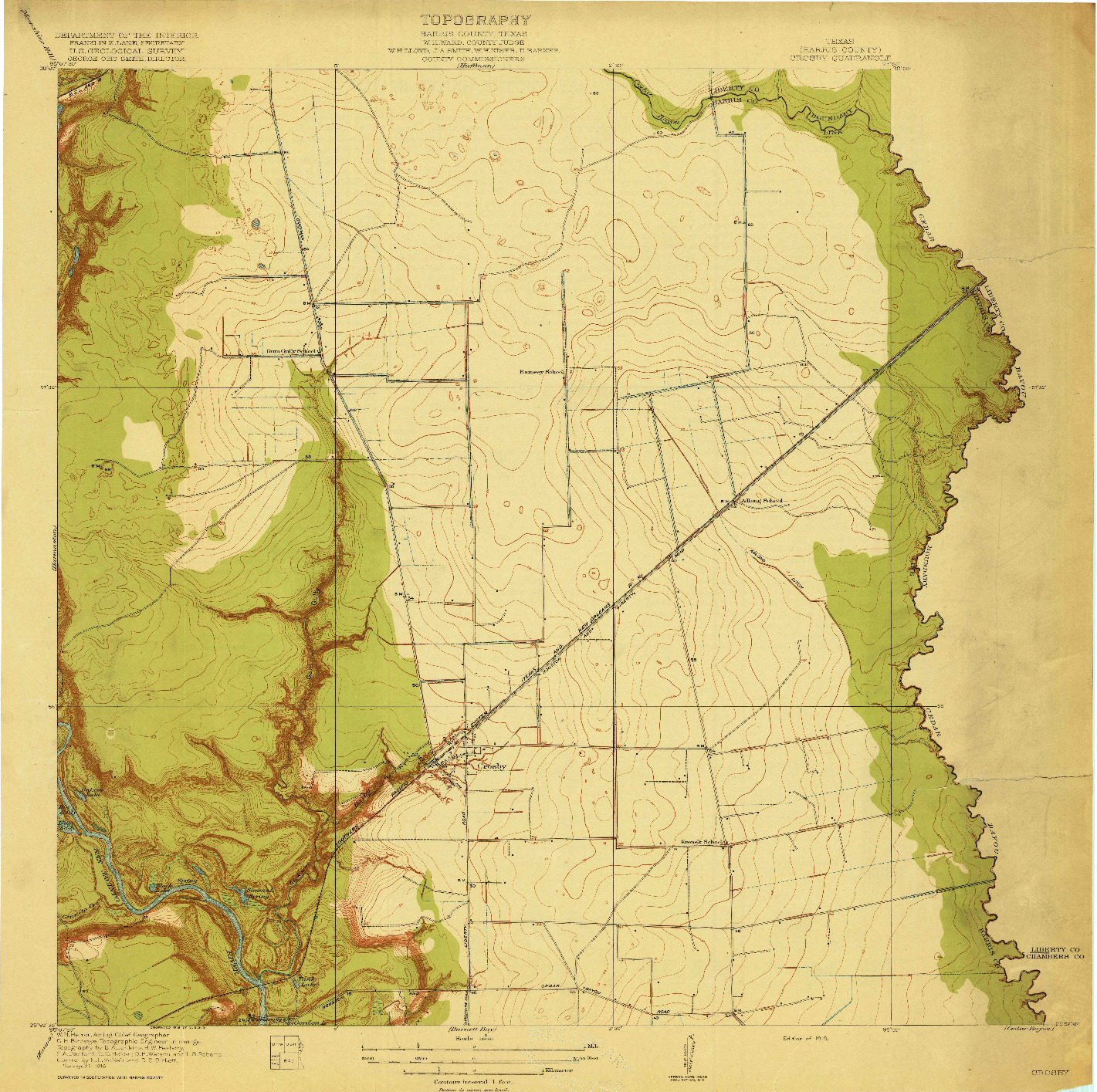 USGS 1:31680-SCALE QUADRANGLE FOR CROSBY, TX 1919