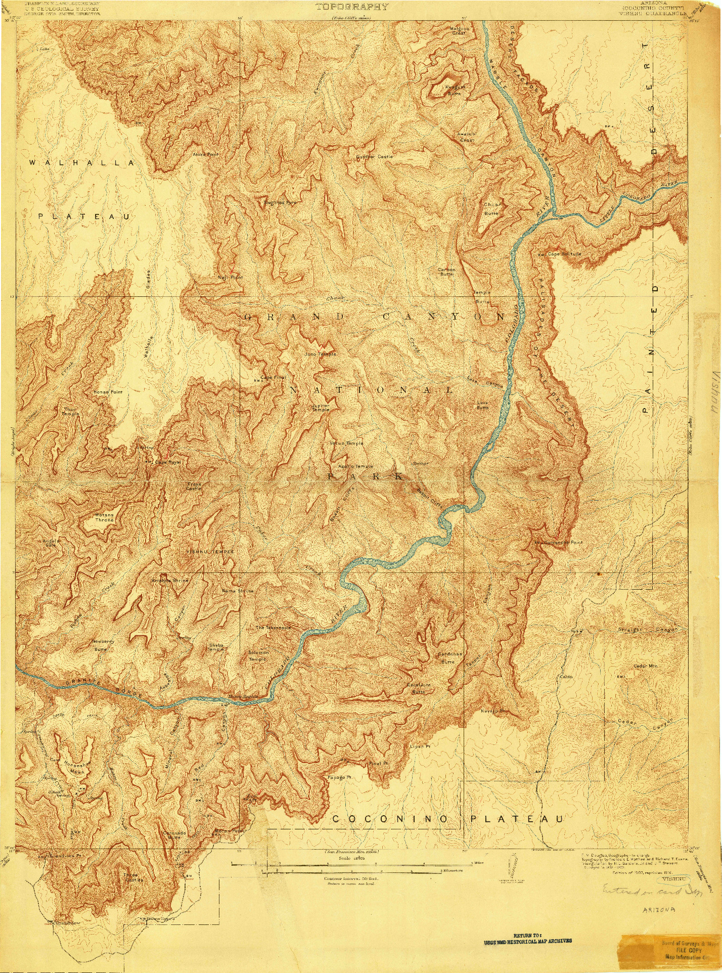 USGS 1:48000-SCALE QUADRANGLE FOR VISHNU, AZ 1907