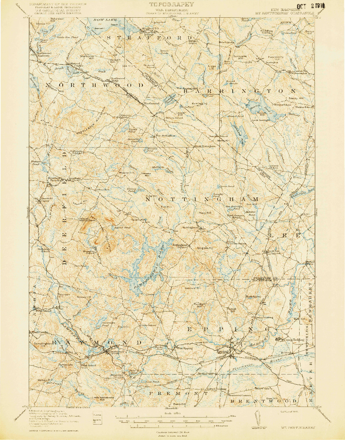 USGS 1:62500-SCALE QUADRANGLE FOR MT. PAWTUCKAWAY, NH 1919