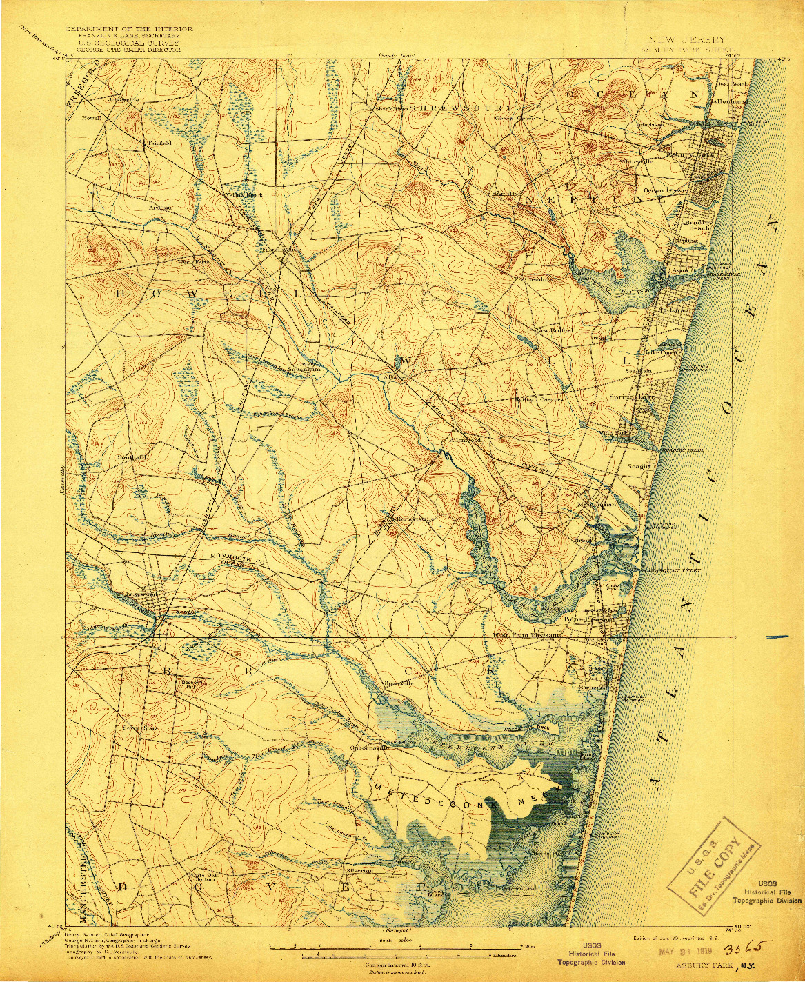 USGS 1:62500-SCALE QUADRANGLE FOR ASBURY PARK, NJ 1901