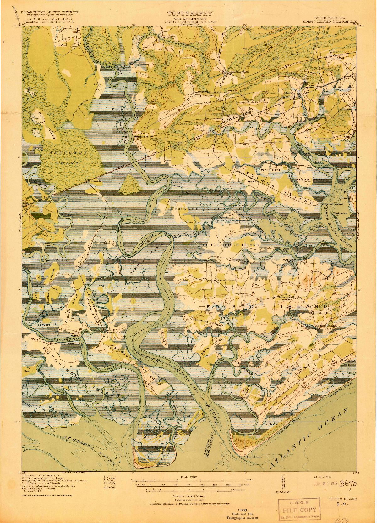 USGS 1:62500-SCALE QUADRANGLE FOR EDISTO ISLAND, SC 1919