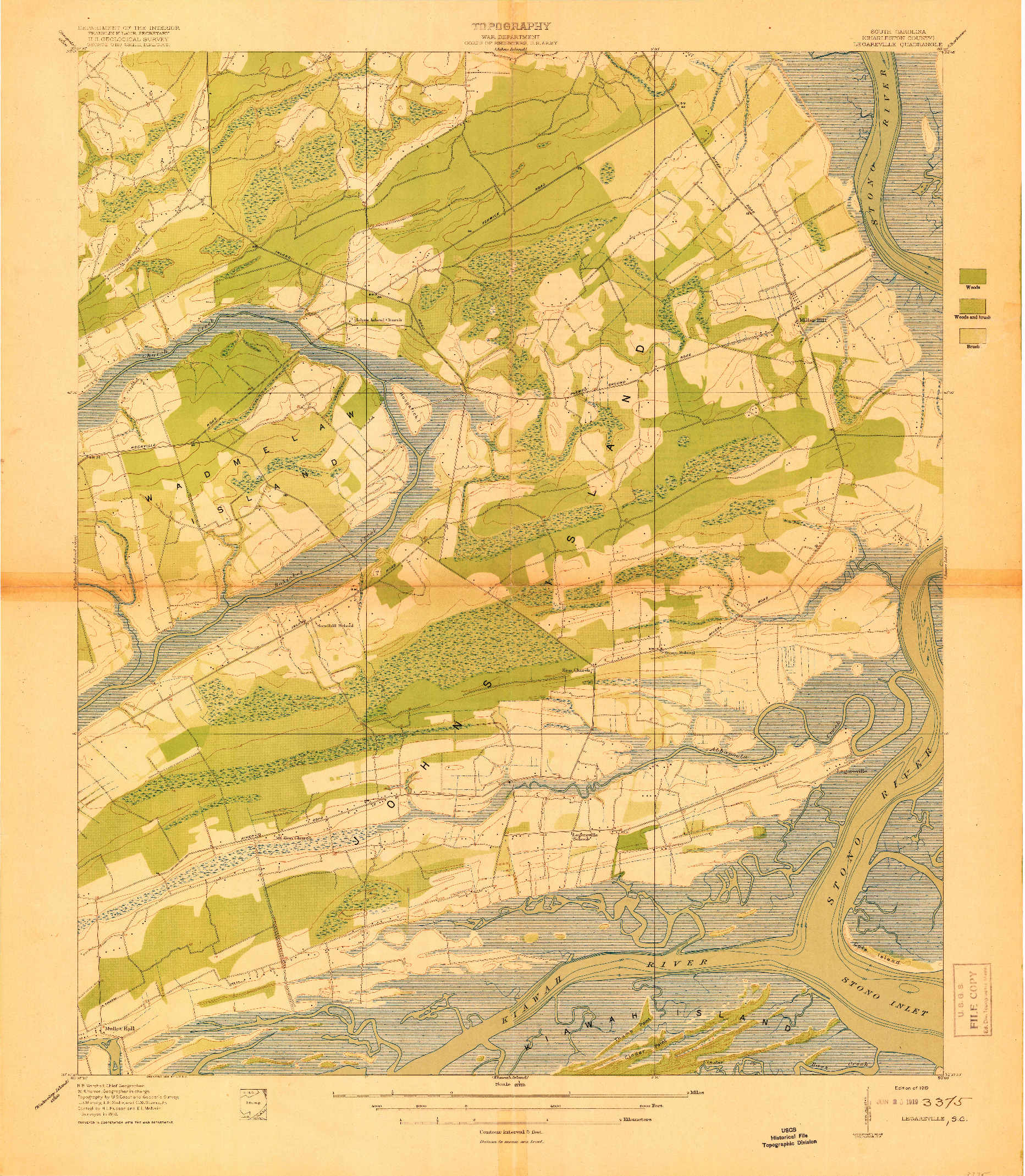 USGS 1:21120-SCALE QUADRANGLE FOR LEGAREVILLE, SC 1919