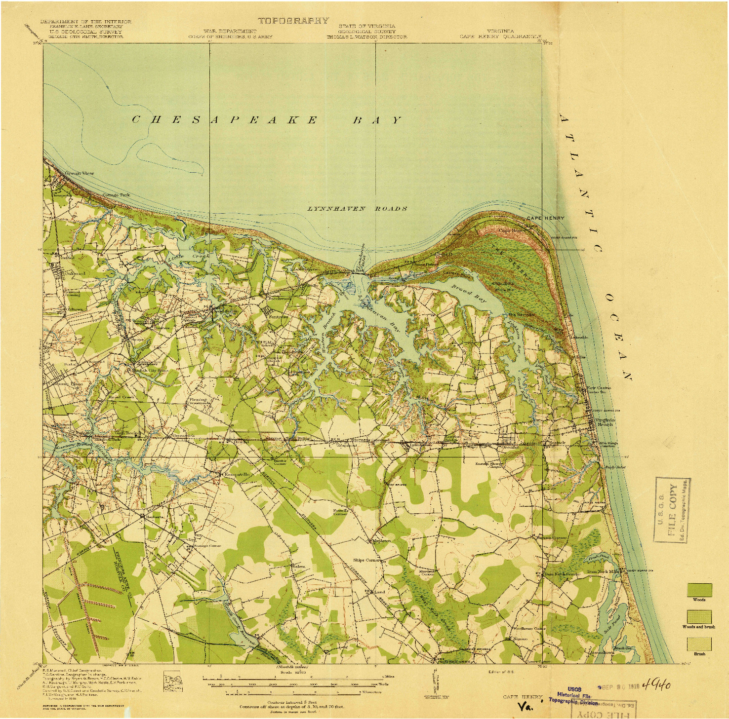 USGS 1:62500-SCALE QUADRANGLE FOR CAPE HENRY, VA 1919