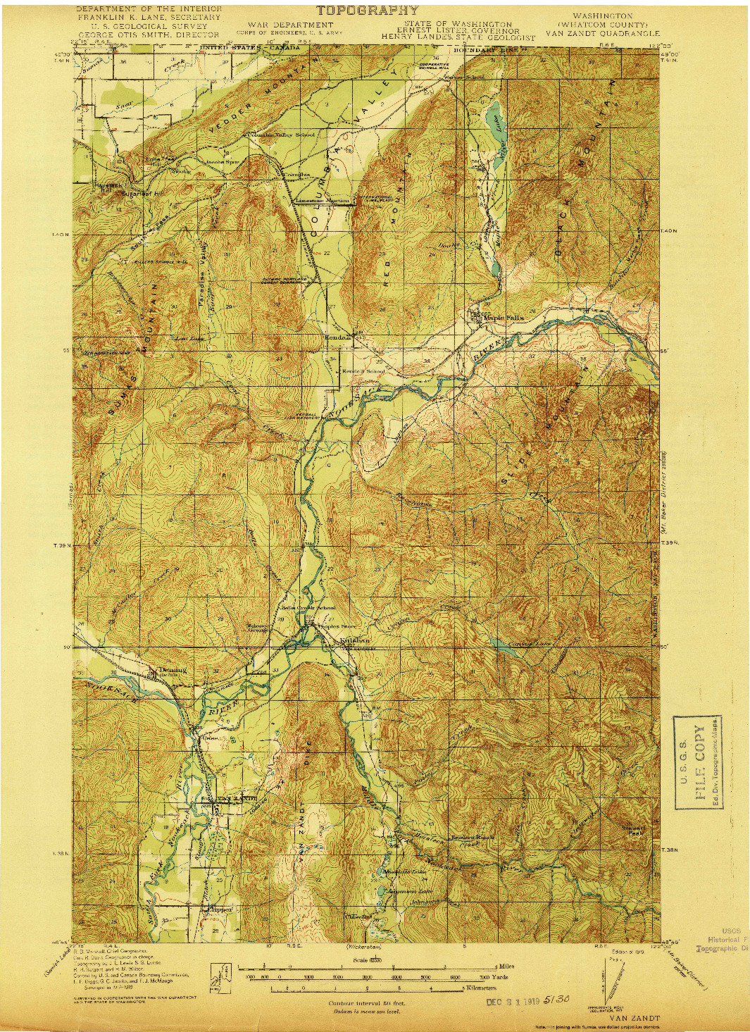 USGS 1:62500-SCALE QUADRANGLE FOR VAN ZANDT, WA 1919