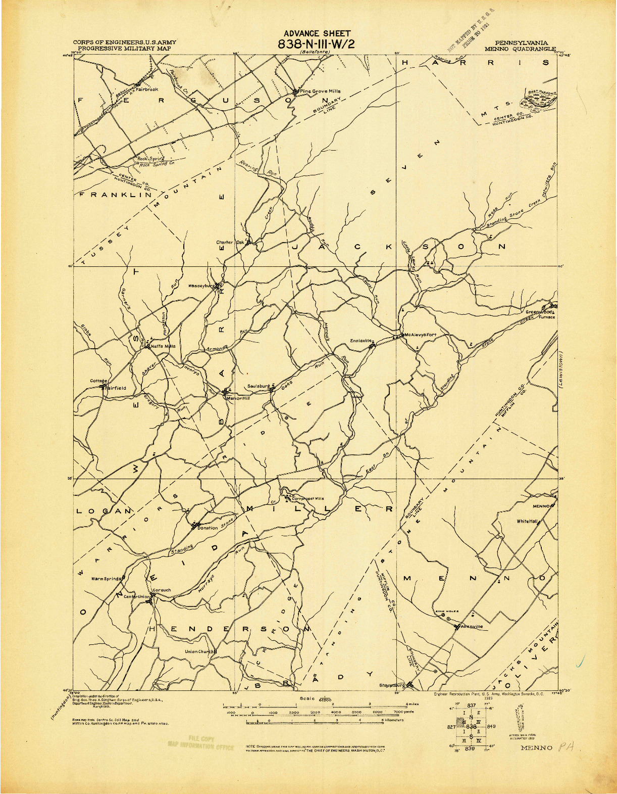 USGS 1:62500-SCALE QUADRANGLE FOR MENNO, PA 1919