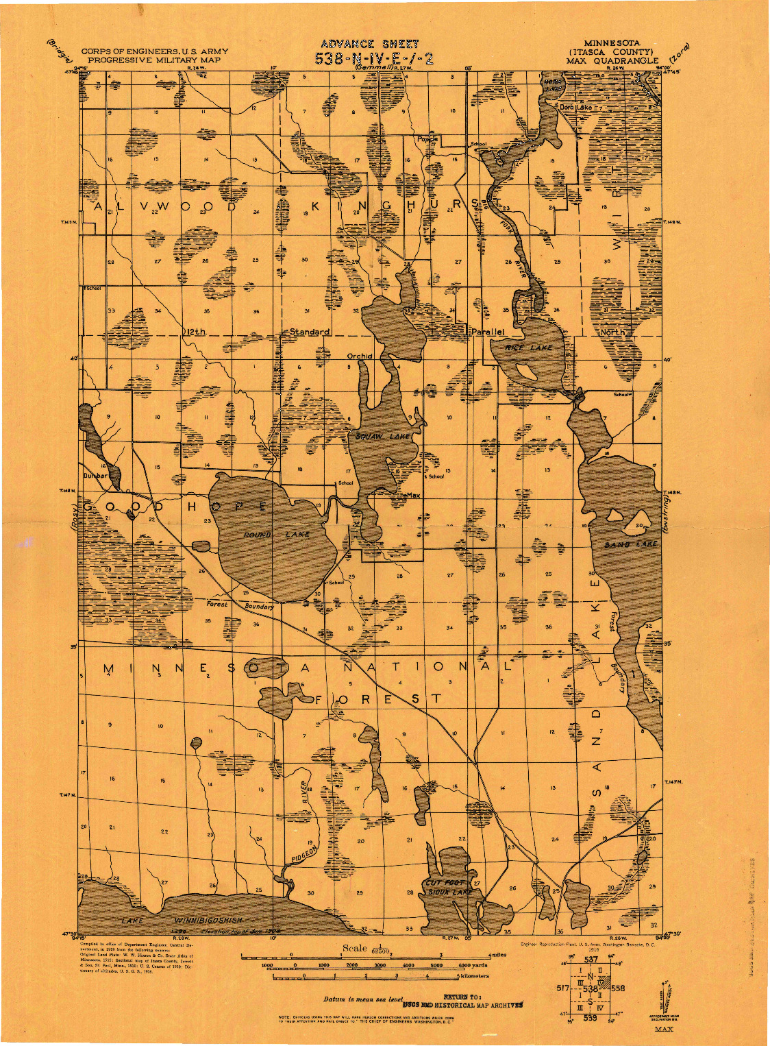 USGS 1:62500-SCALE QUADRANGLE FOR MAX, MN 1919