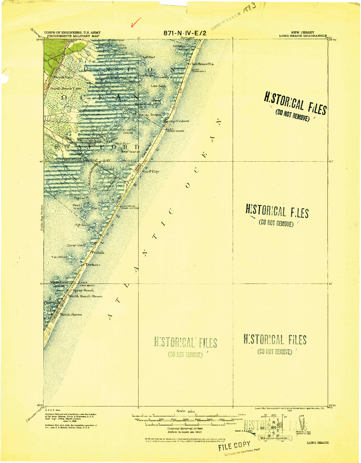 USGS 1:62500-SCALE QUADRANGLE FOR LONG BEACH, NJ 1919